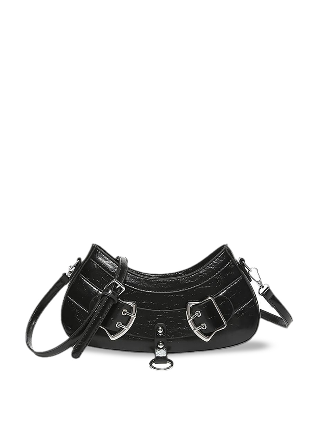 

StyleCast x Revolte Women Textured Half Moon Sling Bag, Black