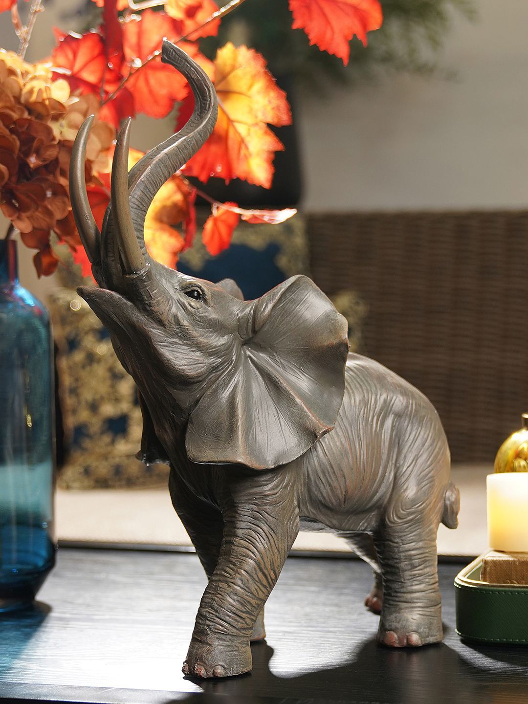 

Pure Home and Living Brown Elephant Figurine Showpiece