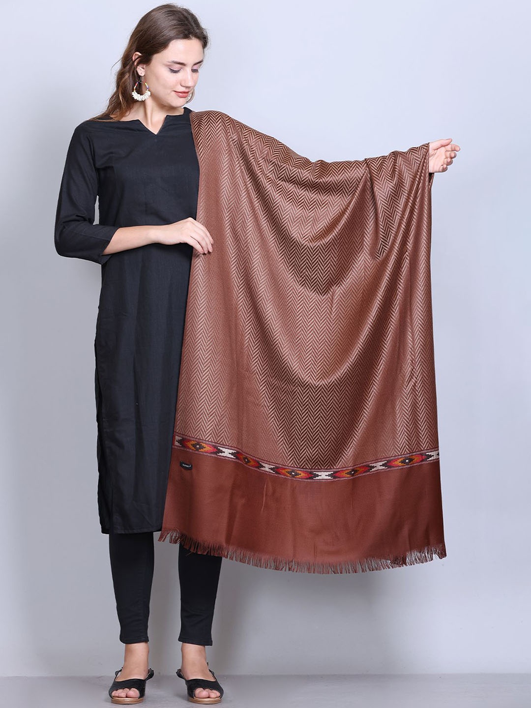 

GODFREY Chevron Woven Design Shawl, Rust
