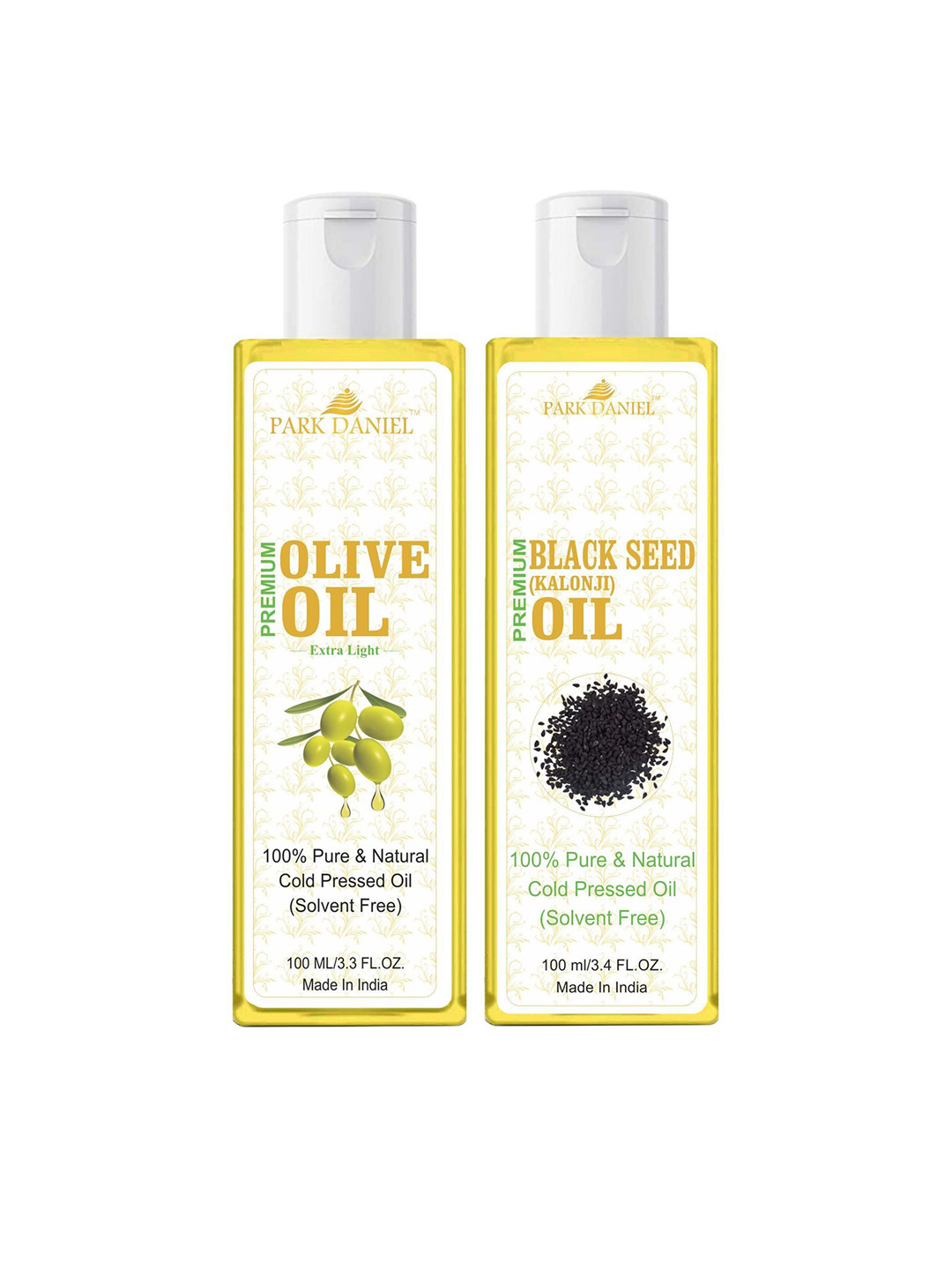 

Park Daniel Set Of 2 Pure Natural & Organic Olive Oil & Black Seed Oil - 100 ml Each, Transparent