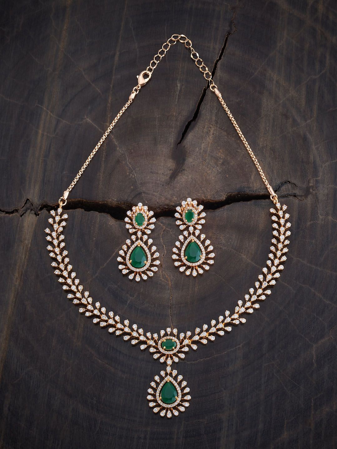 

Kushal's Fashion Jewellery Gold-Plated CZ Stone-Studded Jewellery Set, White