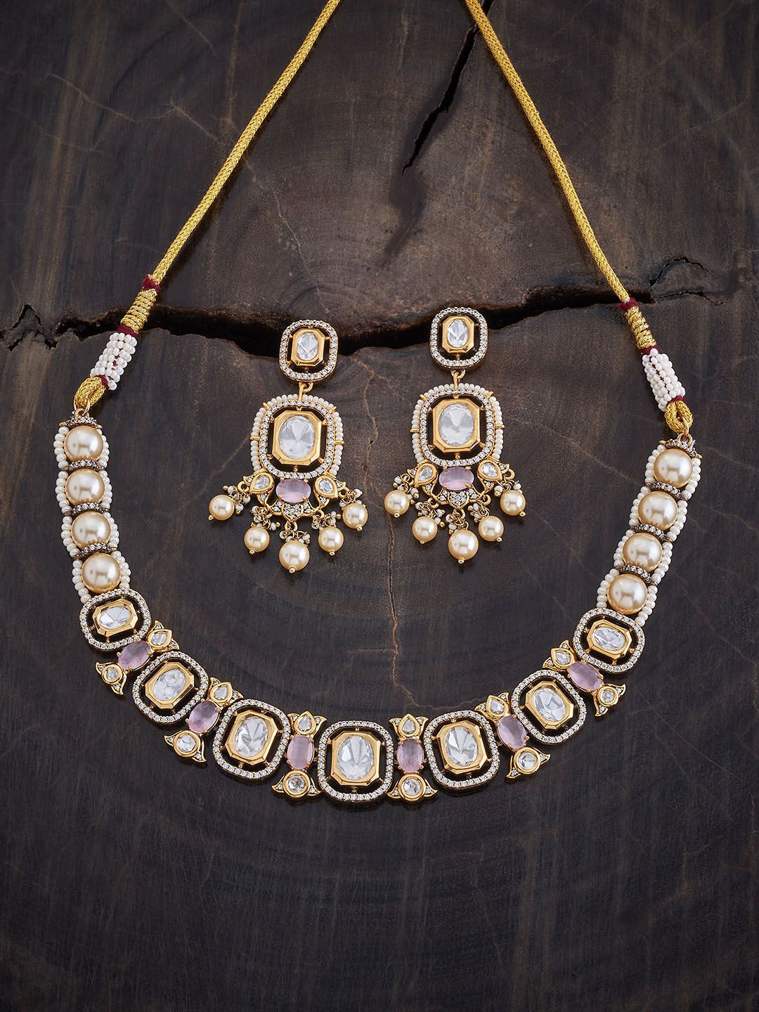 

Kushal's Fashion Jewellery Kundan-Studded Jewellery Set, Gold