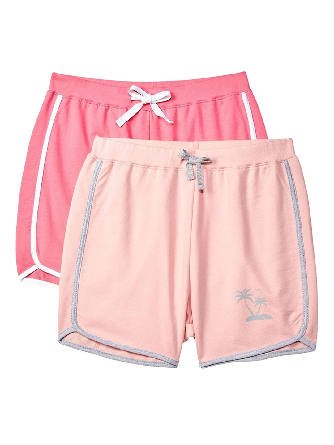 

BAESD Girls Pack Of 2 Mid-Rise Cotton Shorts, Pink