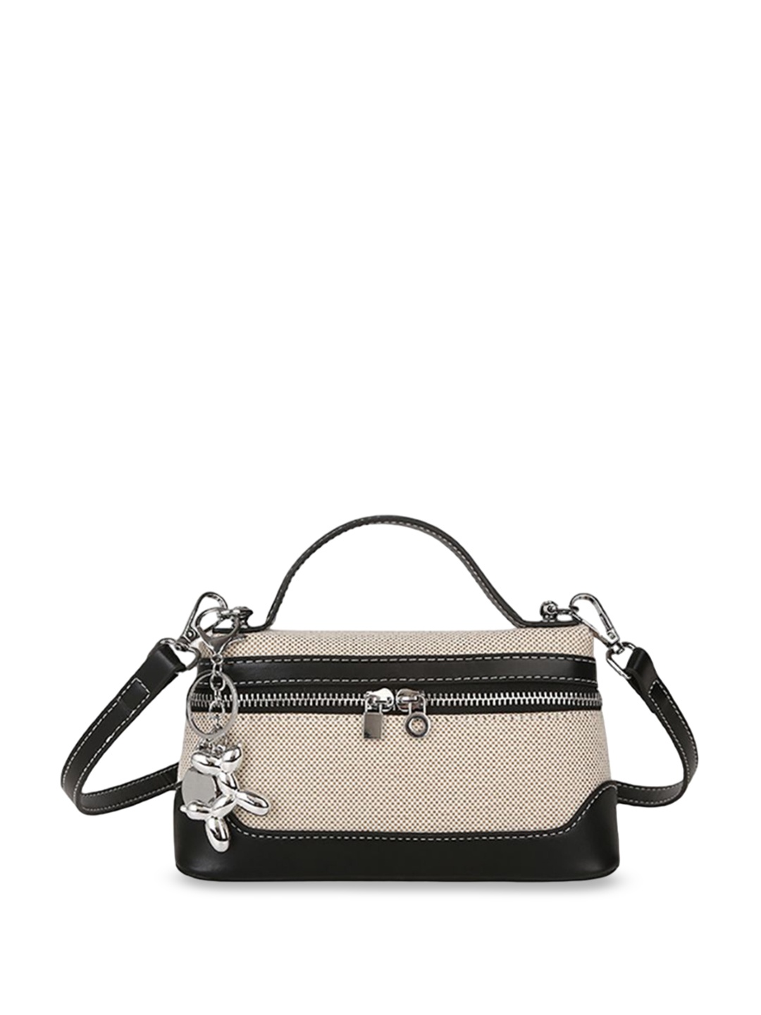 

StyleCast x Revolte Women Colourblocked Structured Satchel Bag, Beige