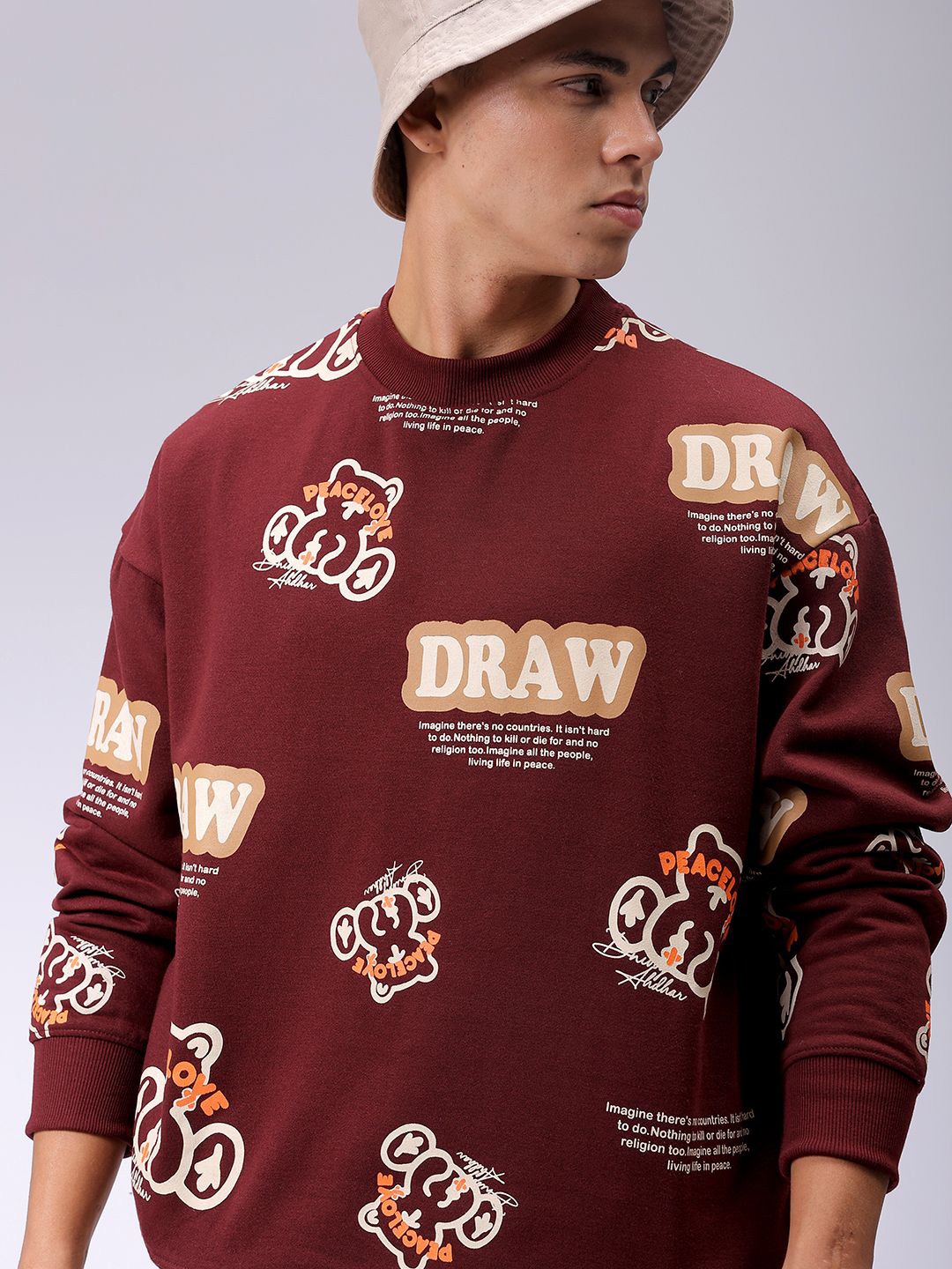 

The Indian Garage Co Men Abstract Printed Long Sleeves Sweatshirt, Brown