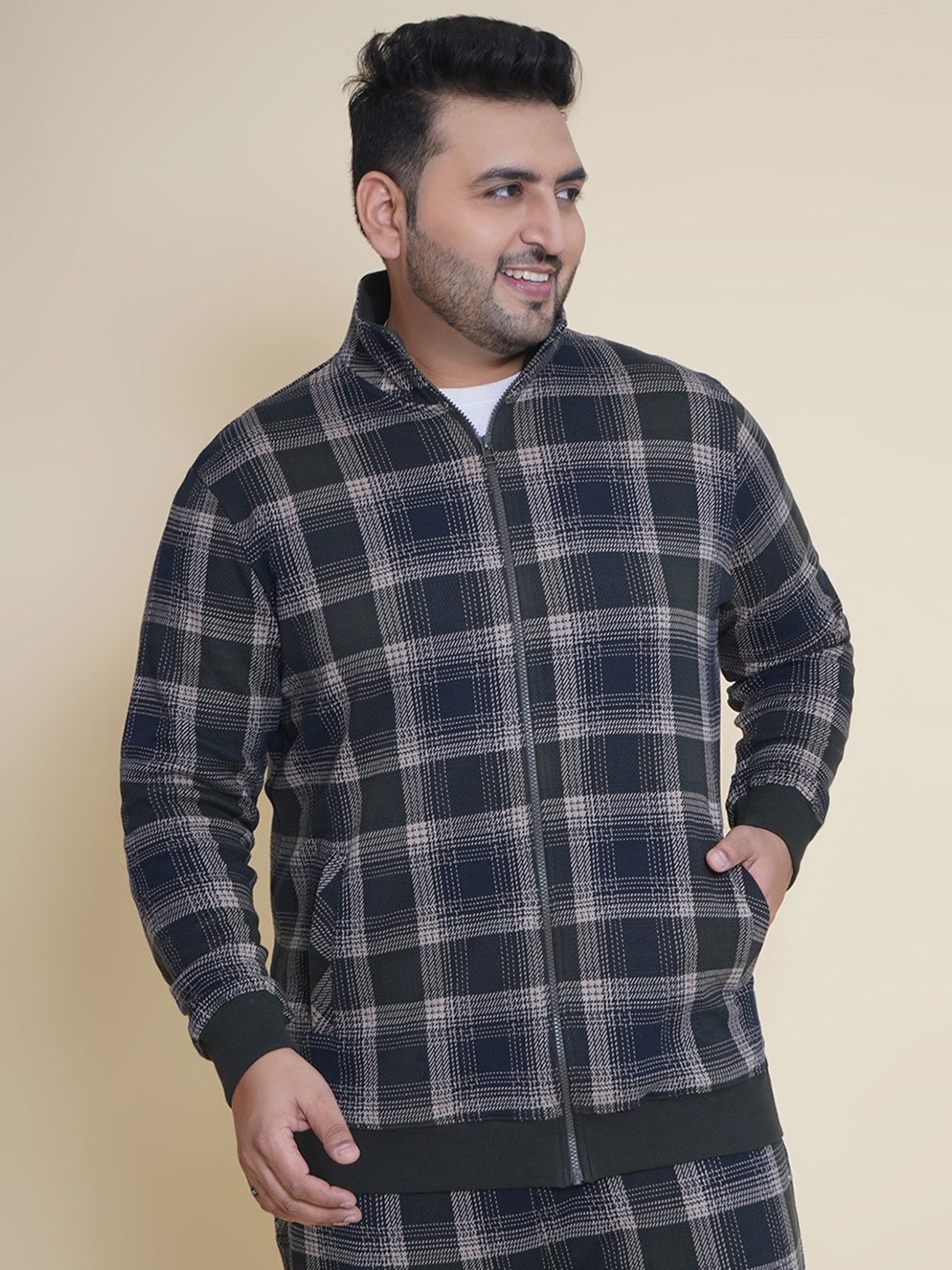 

John Pride Men Checked Cotton Sweatshirt, Green