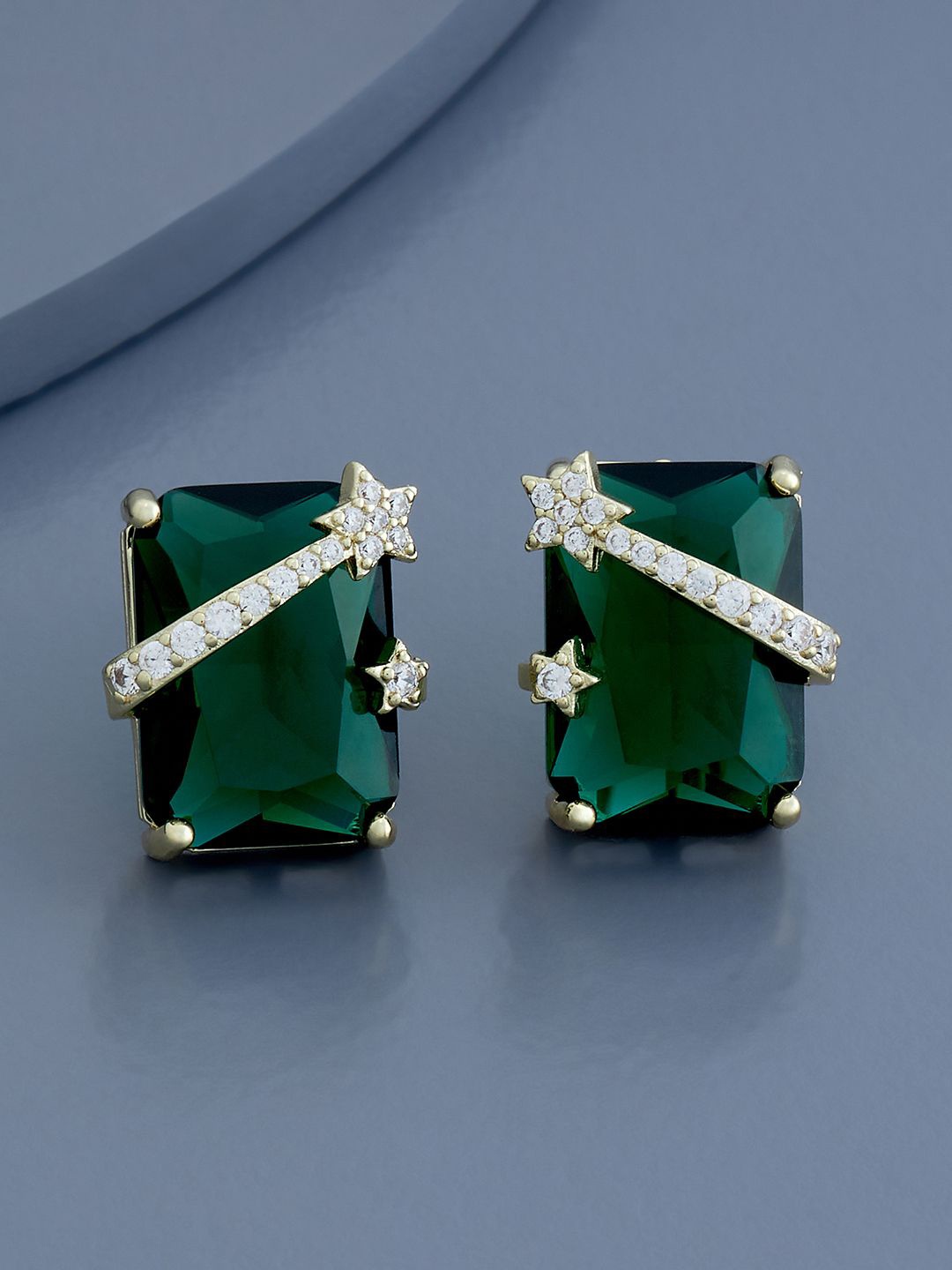 

Kushal's Fashion Jewellery Gold Plated Cubic Zirconia Geometric Studs Earrings