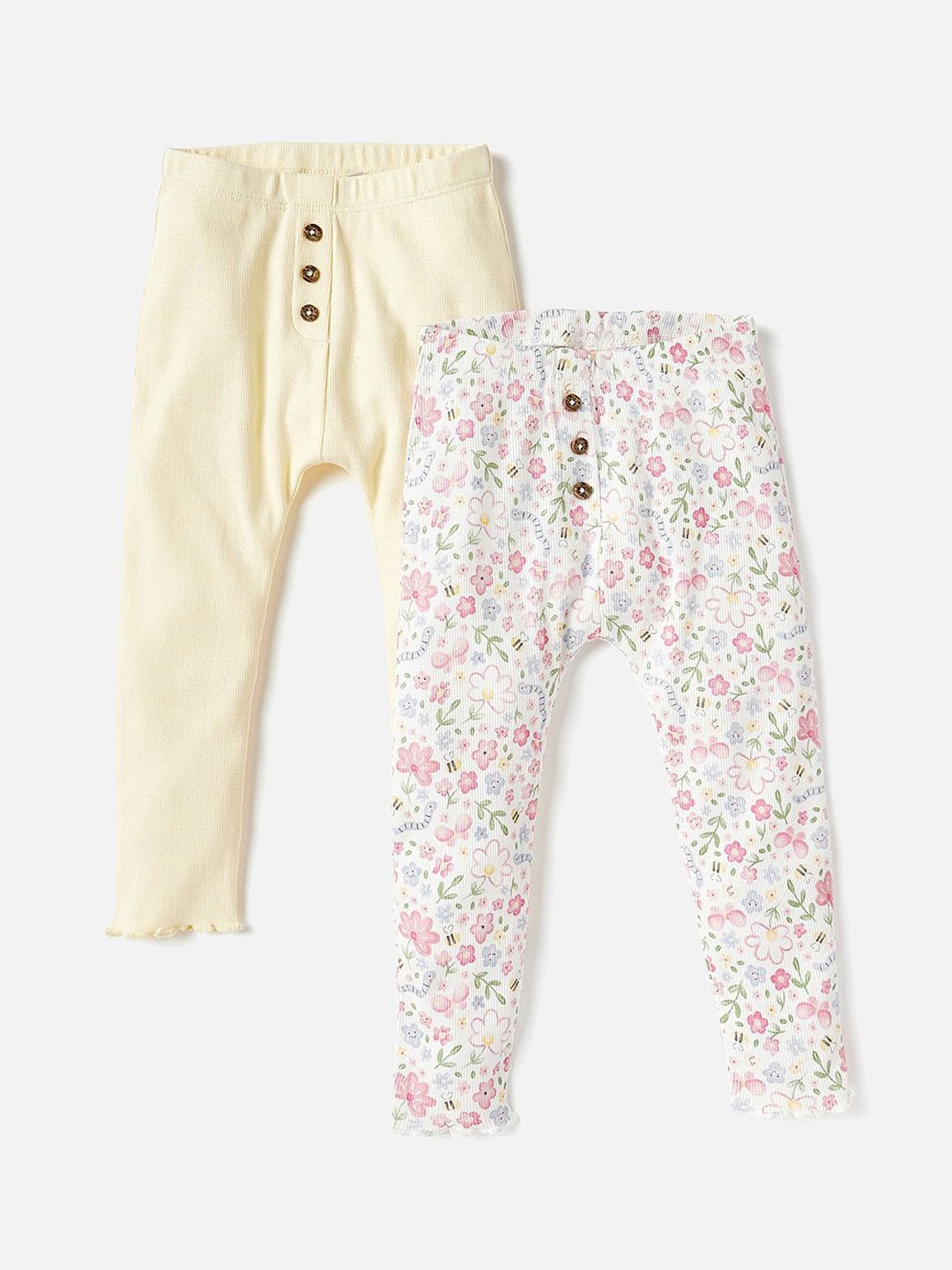 

Juniors by Babyshop Girls Pack Of 2 Printed Cotton Ankle Length Leggings, White