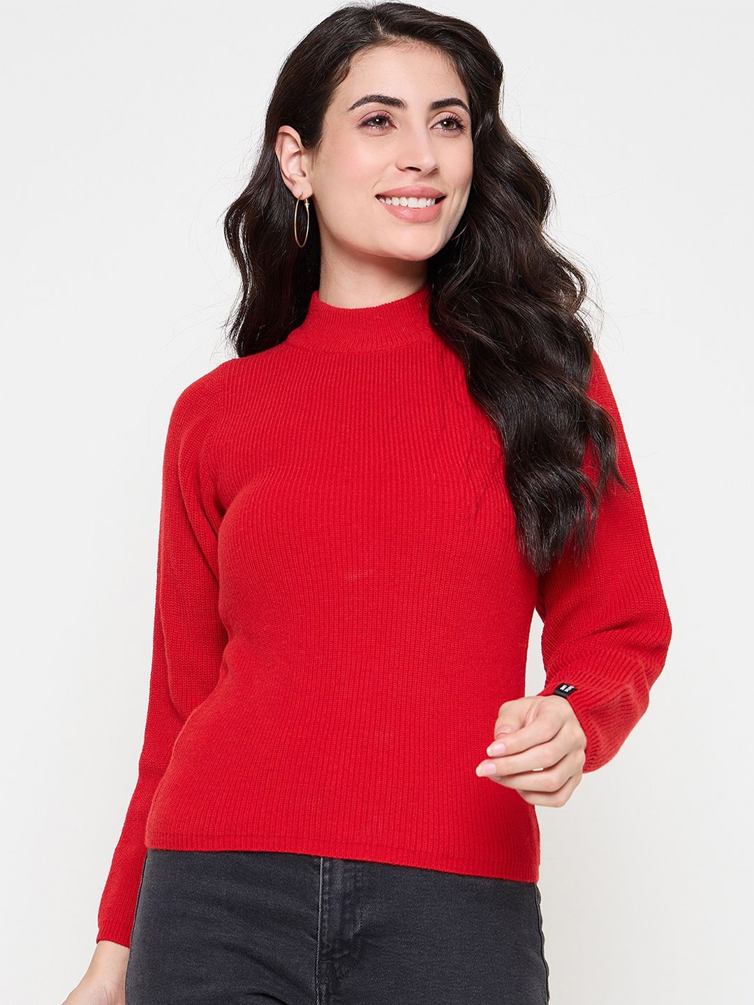 

CREATIVE LINE Women Woollen Top, Red