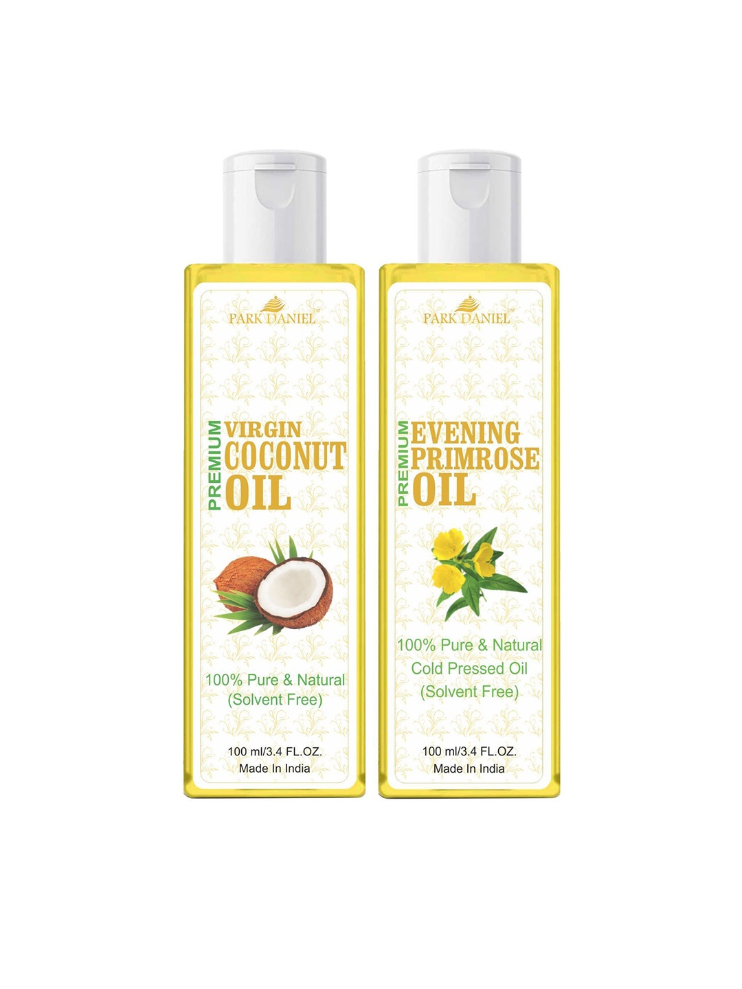 

Park Daniel Set Of 2 Virgin Coconut & Evening Primrose Oil For Skin & Hair - 100 ml Each, Transparent