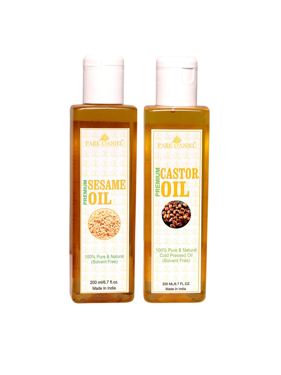 

Park Daniel Set Of 2 Pure Natural Sesame & Castor Oil For Skin & Hair - 200 ml Each, Transparent