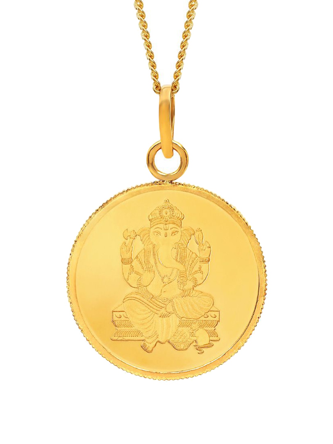 

Kalyan Jewellers 24K (999) Purity Lord Ganesh Gold Coin Pendant 4 Gms