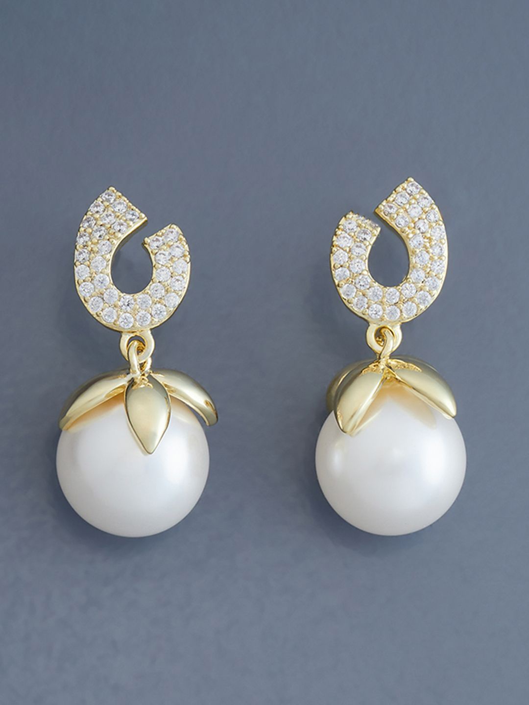 

Kushal's Fashion Jewellery Gold Plated Cubic Zirconia Geometric Drop Earrings