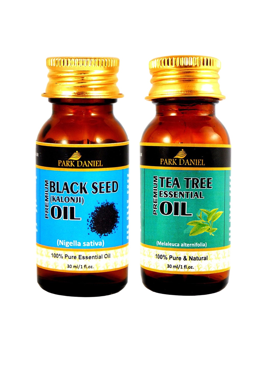 

Park Daniel Set Of 2 Pure & Natural Black Seed & Tea Tree Oil - 30 ml Each, Transparent