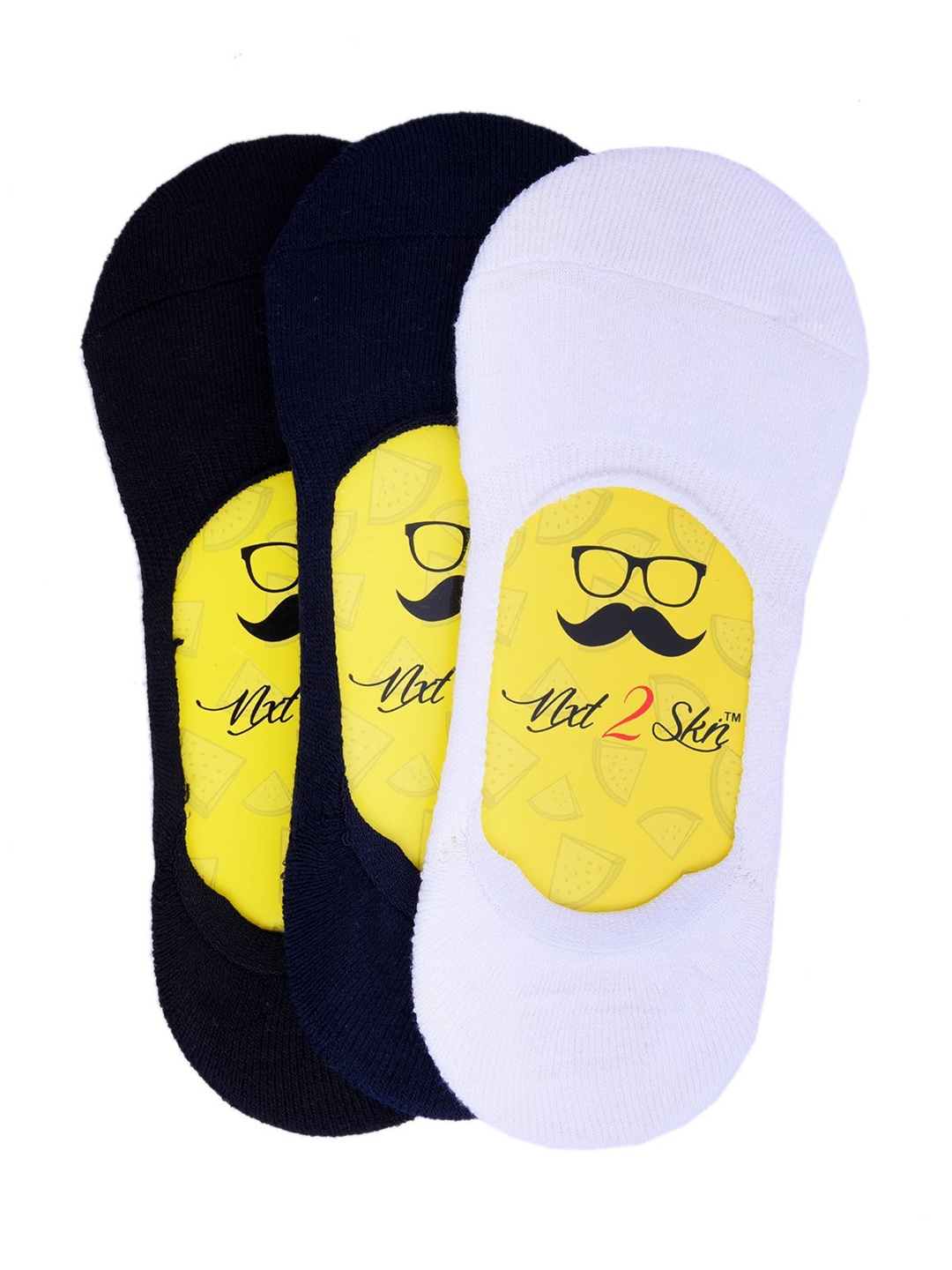 

N2S NEXT2SKIN Men Pack Of 3 Cotton Shoe Liners Socks, Black