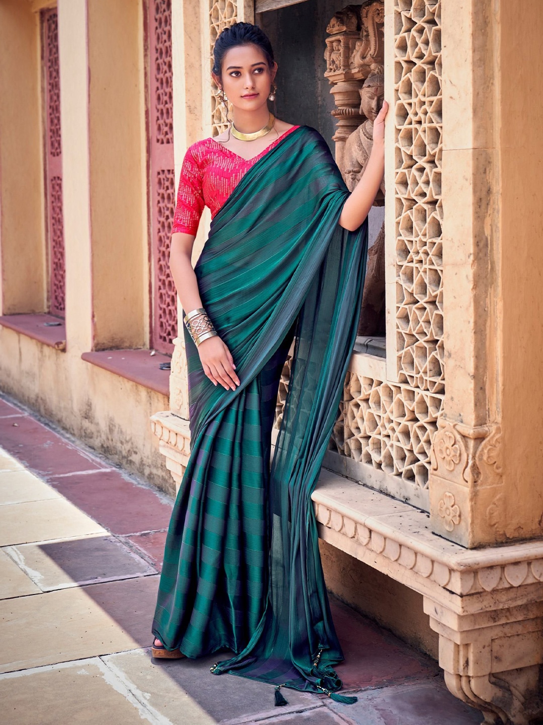 

MAHALASA Ethnic Motifs Saree, Teal