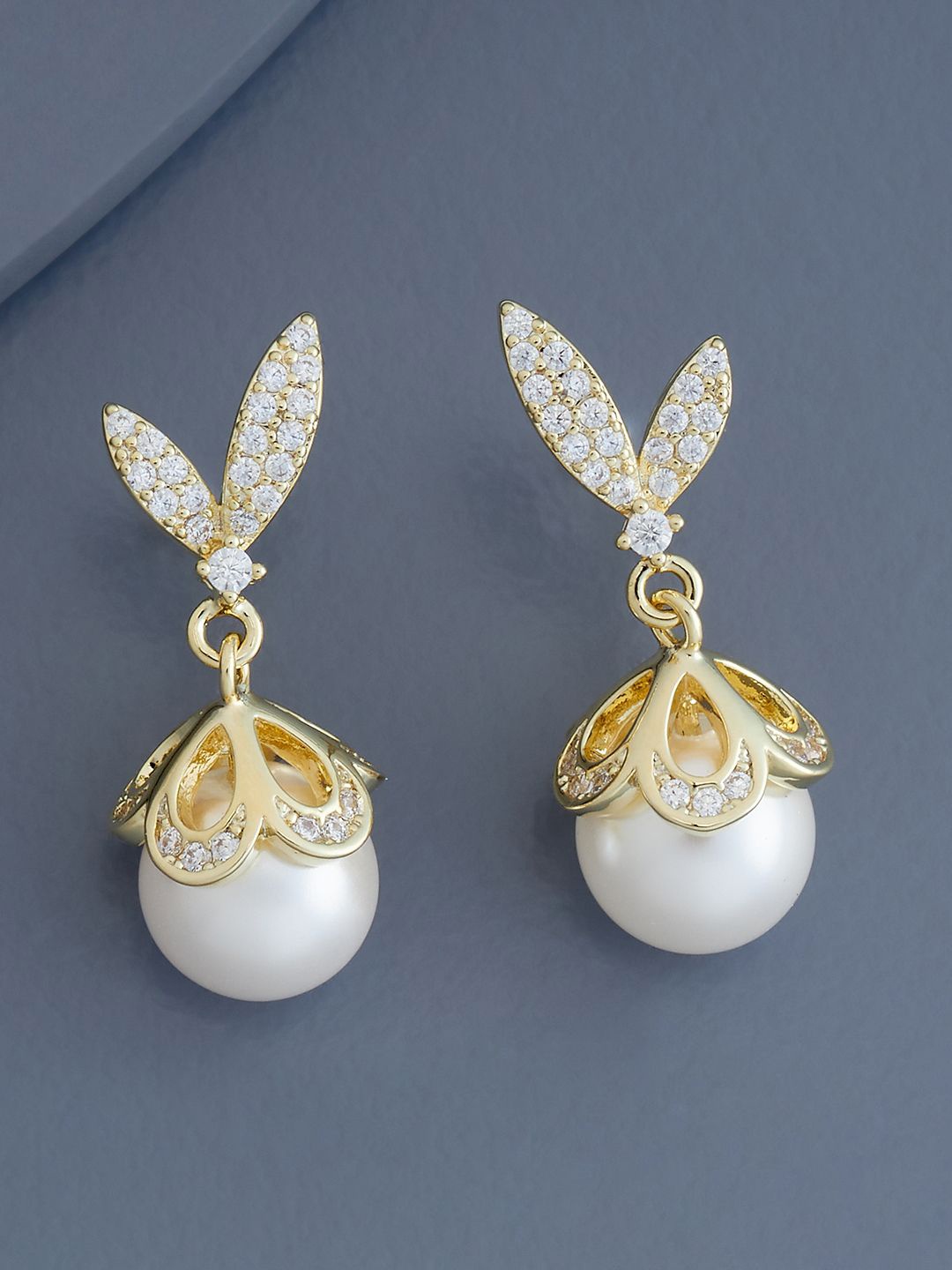 

Kushal's Fashion Jewellery Gold Plated Contemporary Drop Earrings, White