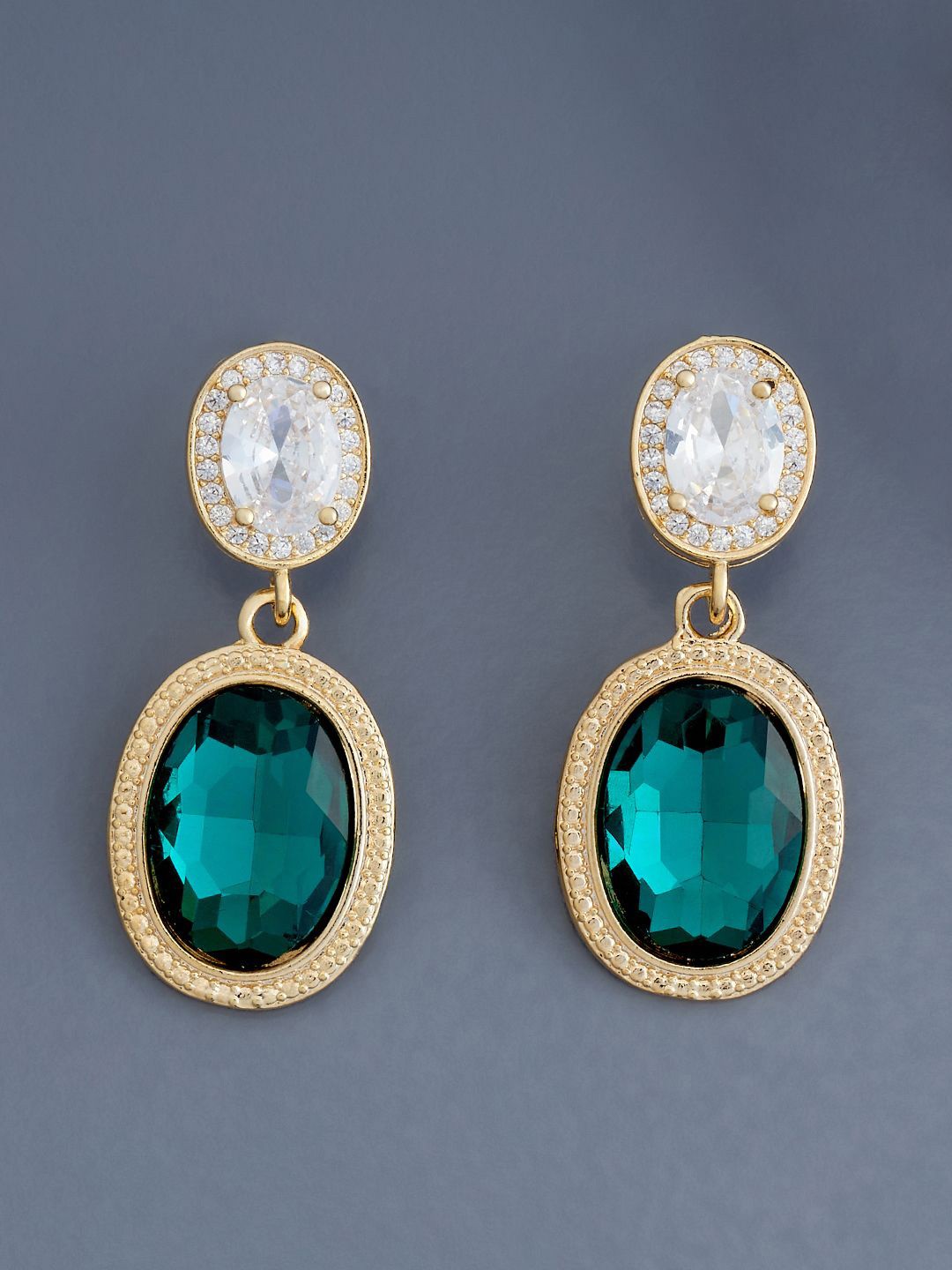 

Kushal's Fashion Jewellery Gold-Plated Cubic Zirconia Geometric Drop Earrings
