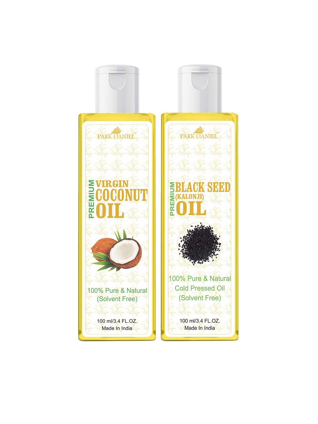 

Park Daniel Set Of 2 Natural Coconut & Blackseed Oil For Skin & Hair - 100 ml Each, Transparent