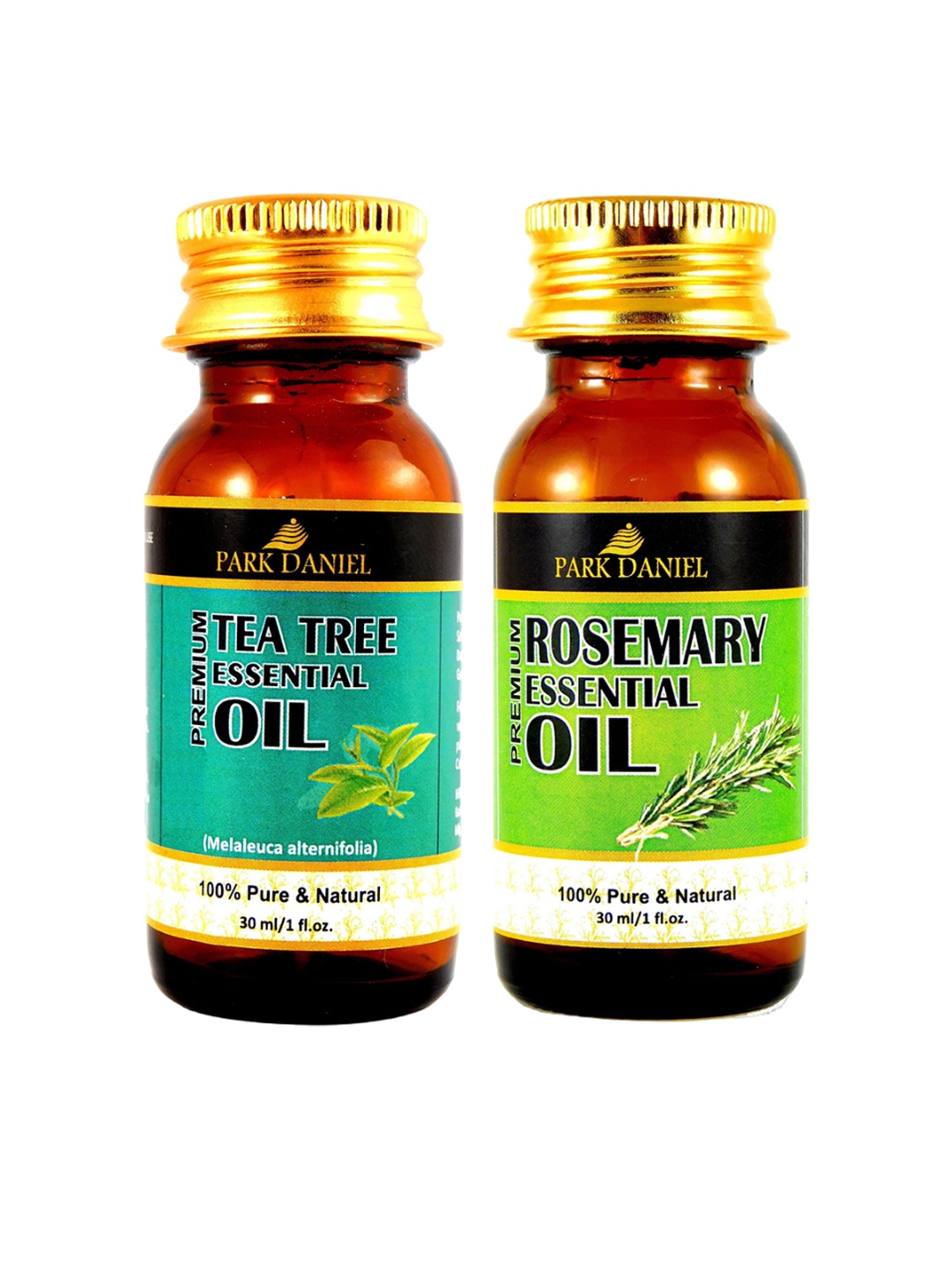 

Park Daniel Set Of 2 Pure Natural & Organic Tea Tree Oil & Rosemary Oil - 30 ml Each, Transparent