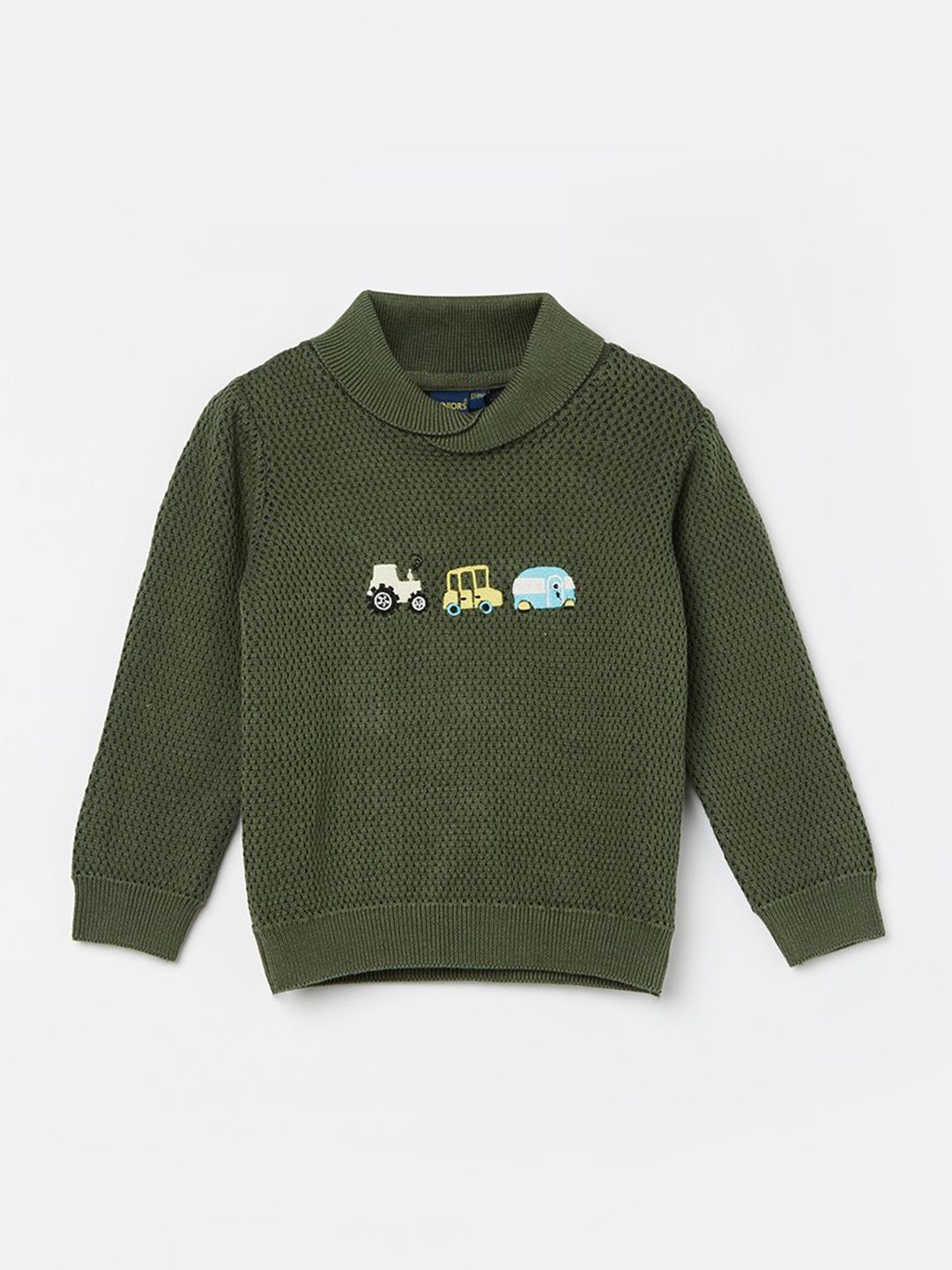 

Juniors by Lifestyle Boys Cotton Embroidered Round Neck Long Sleeves Pullover Sweaters, Olive