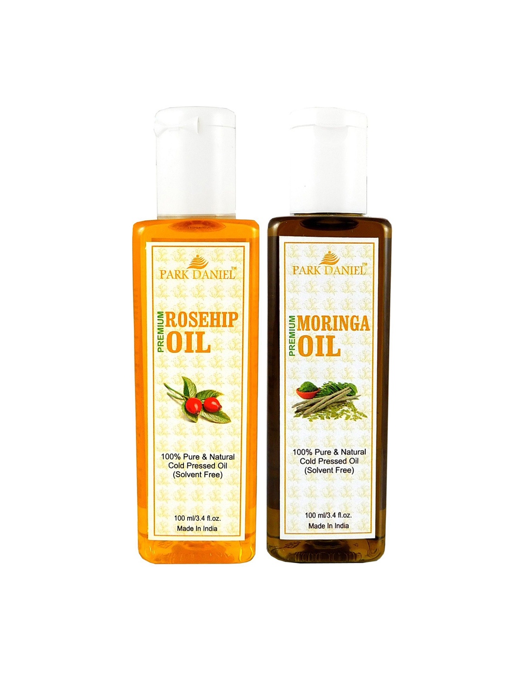 

Park Daniel Set Of 2 100% Pure & Natural Rosehip & Moringa Essential Oils - 100 ml Each, Transparent