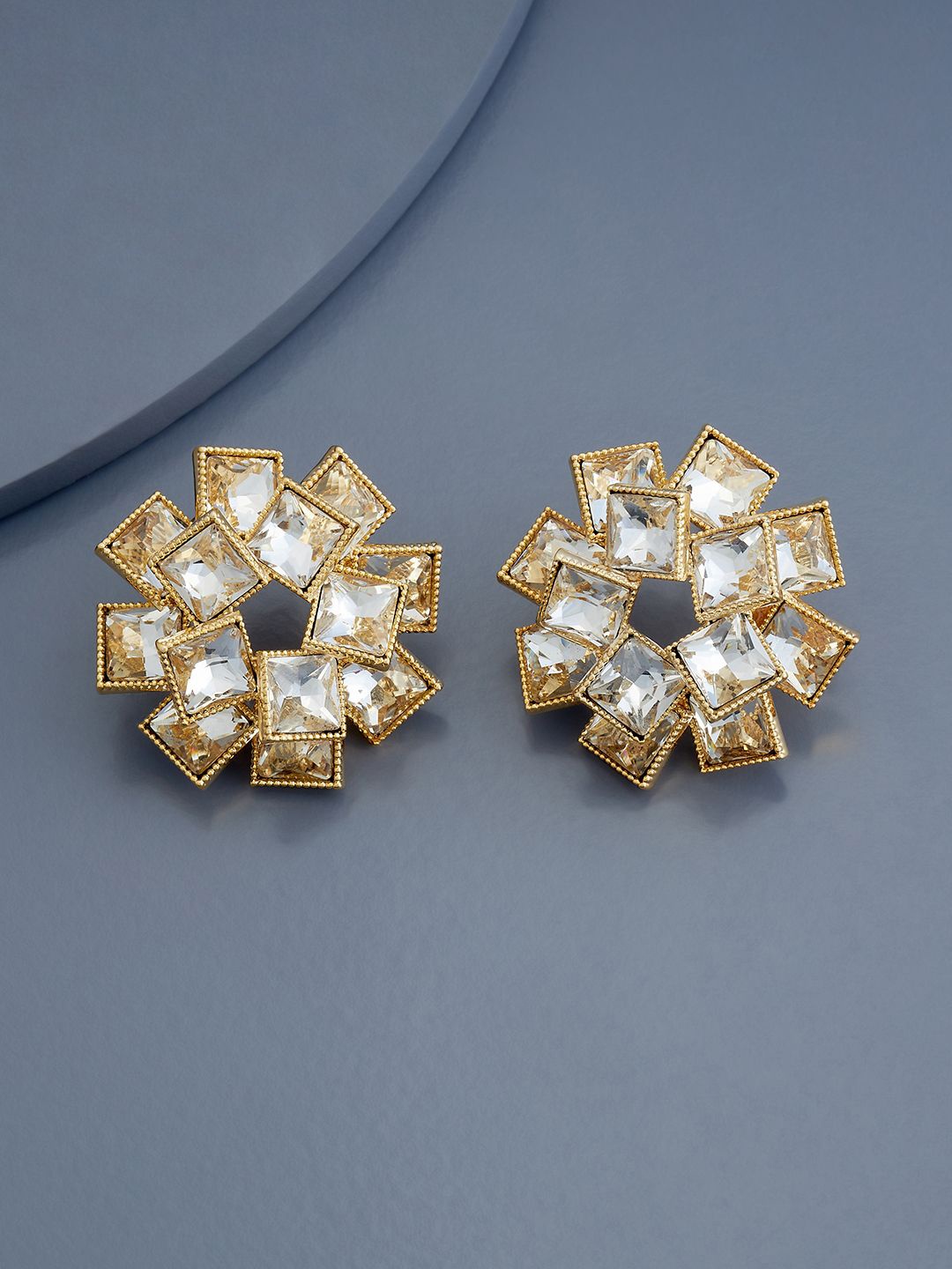 

Kushal's Fashion Jewellery Gold-Plated Floral Cubic Zirconia Studs, White