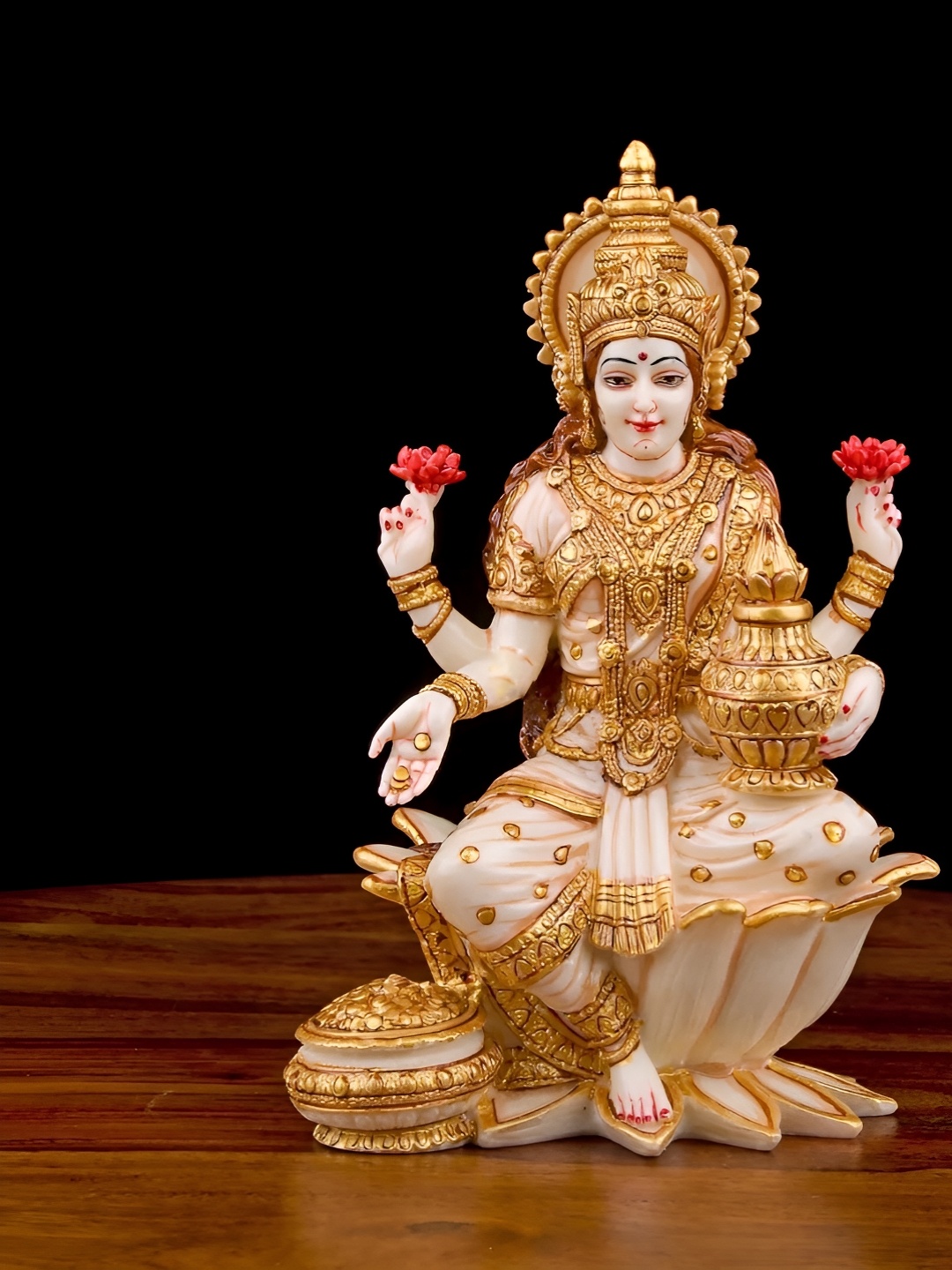 

krishnagallery1 White & Gold-Toned Religious Lakshami Mata Murti Idol Showpiece