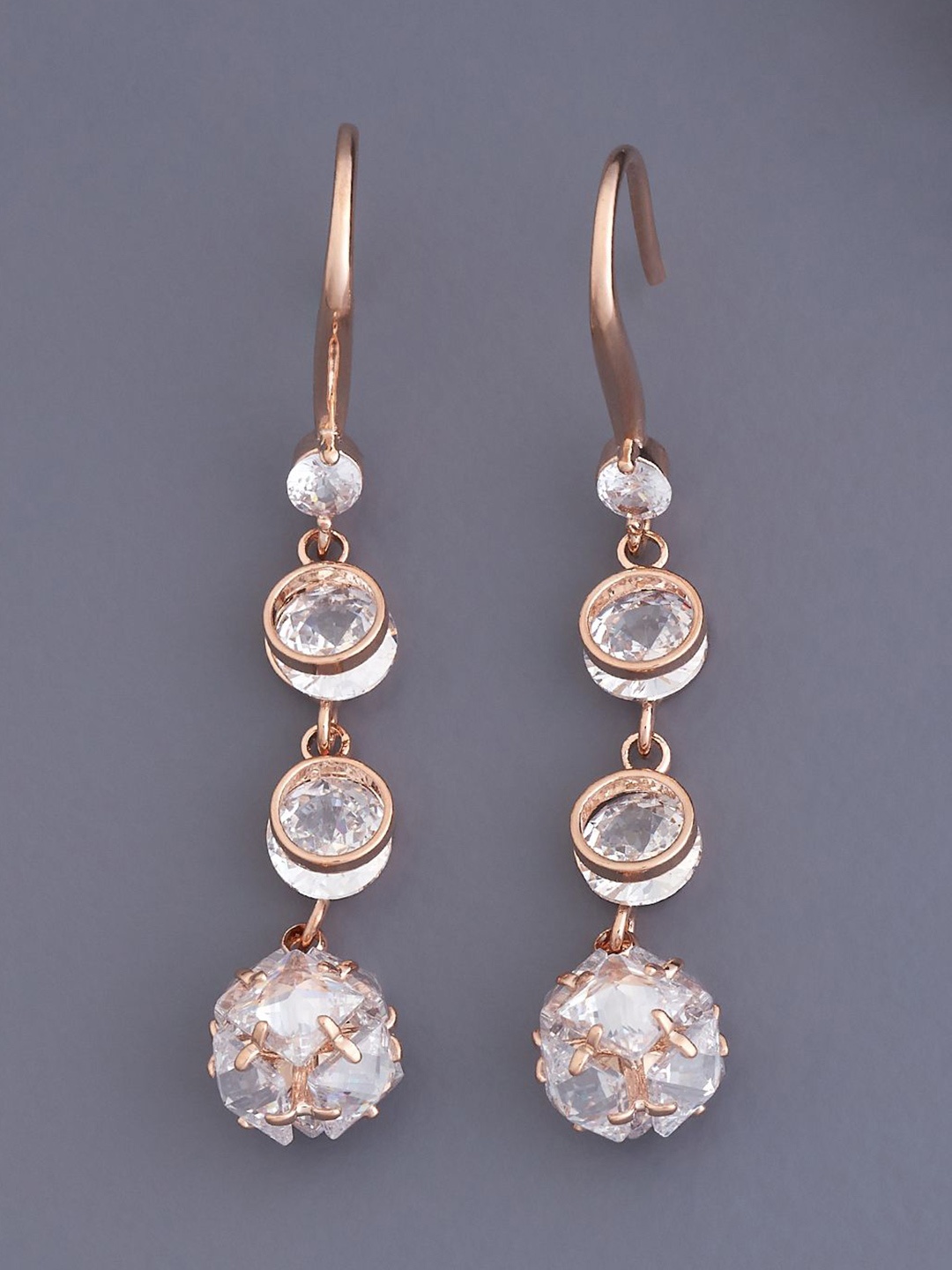 

Kushal's Fashion Jewellery Rose Gold Plated Geometric Drop Earrings
