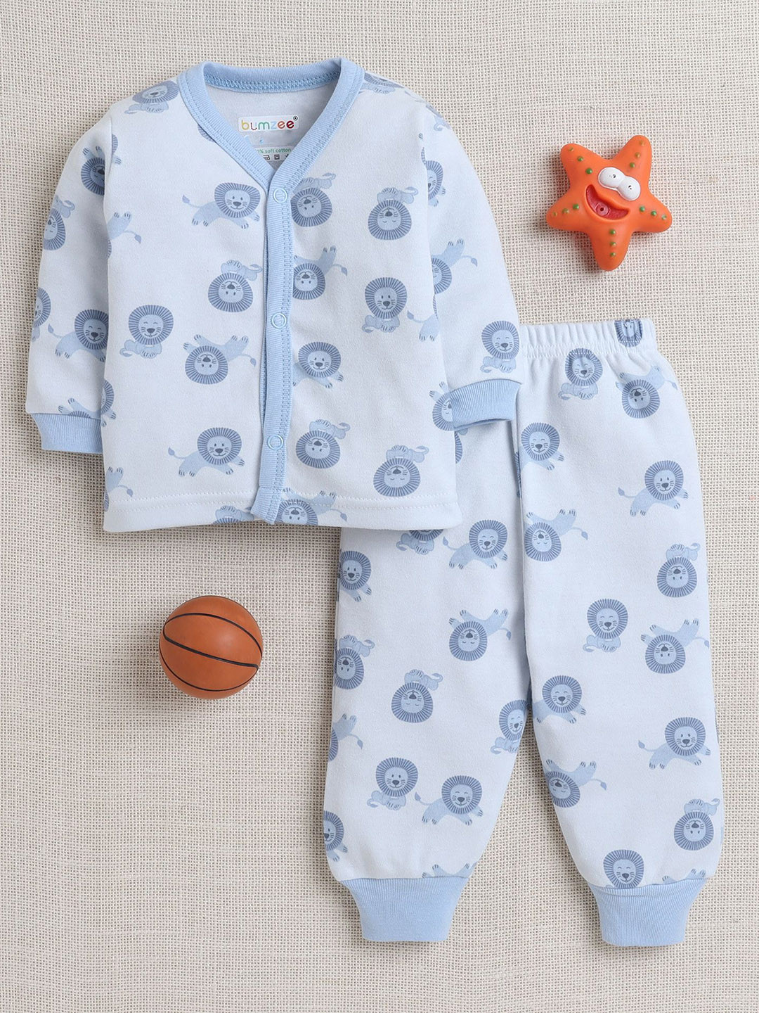 

BUMZEE Boys Printed Pure Cotton Night suit, Blue