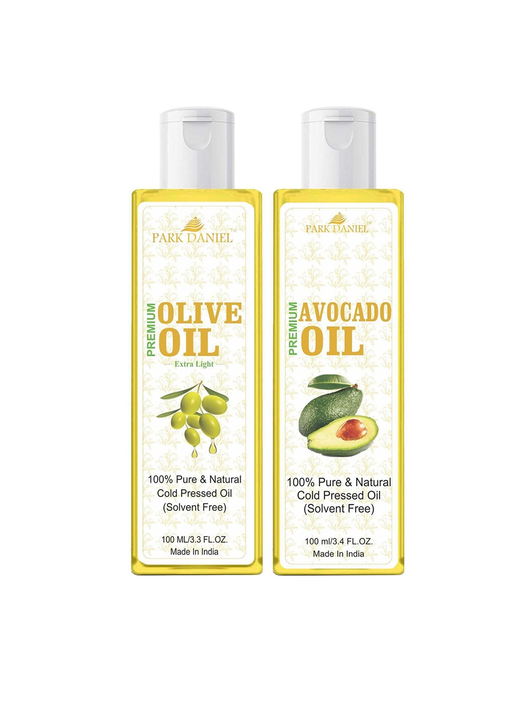 

Park Daniel Set Of 2 Pure & Natural Avocado Oil & Olive Oil For Hair & Skin - 100 ml Each, Transparent