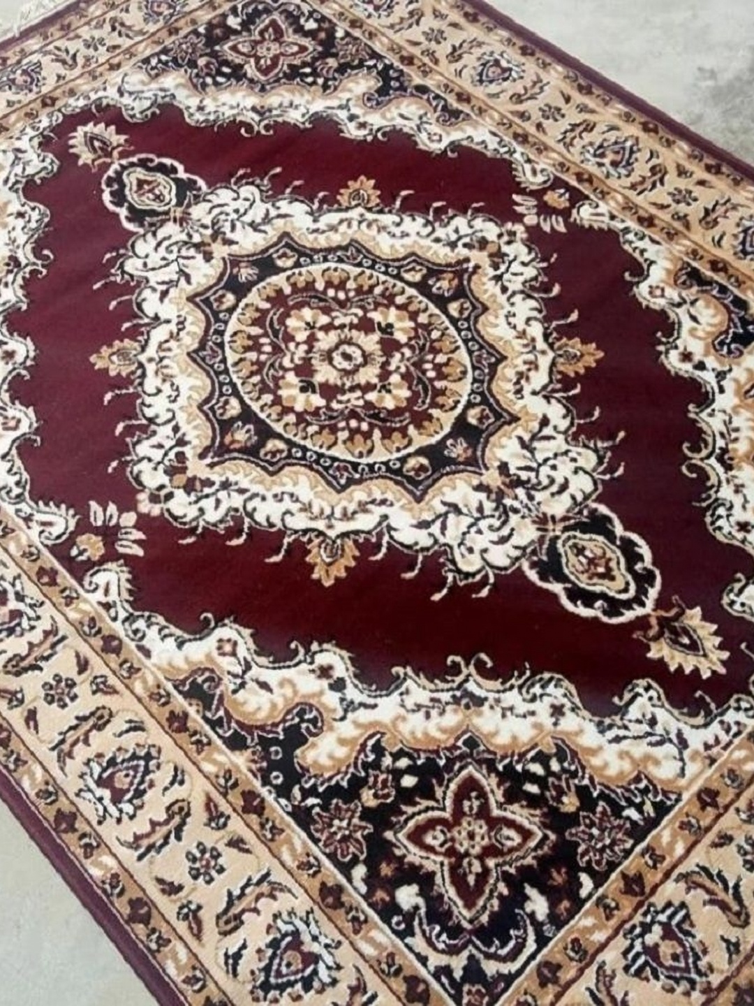 

Samjeeda Handloom carpets Brown & Beige Geometric Anti-Skid Polyester Carpet