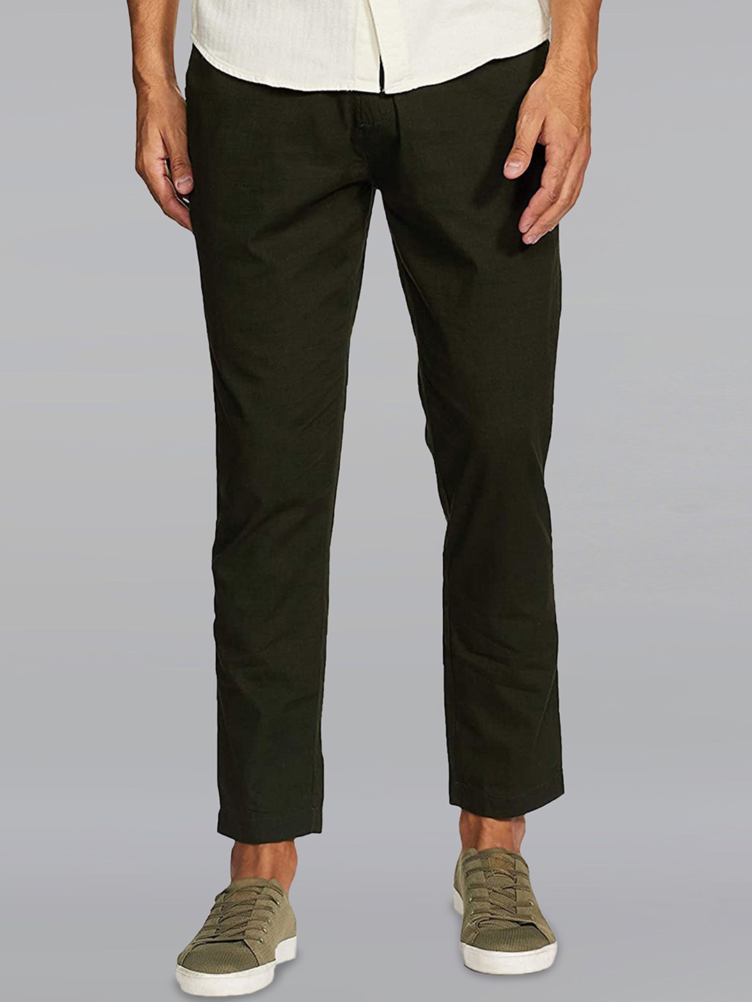 

Dream of Glory Inc Men Cotton Relaxed Straight Leg Trousers, Olive