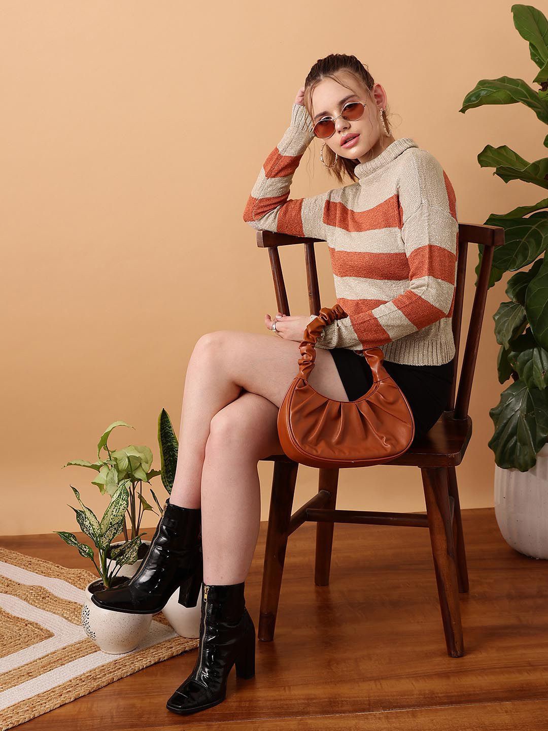 

Kotty Women Cotton Striped Pullover, Beige