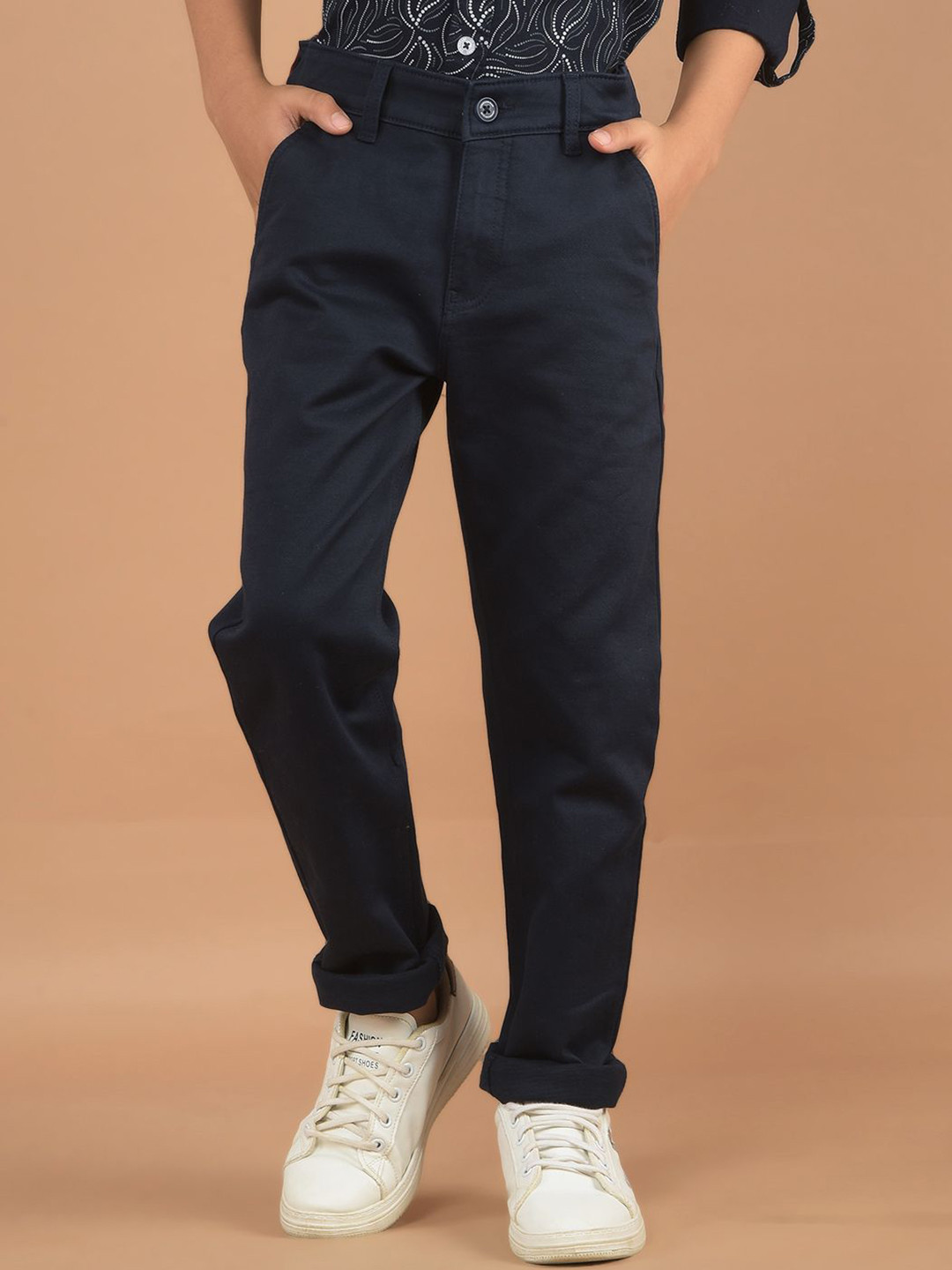 

Crimsoune Club Boys Smart Slim Fit Cotton Chinos Trousers, Blue