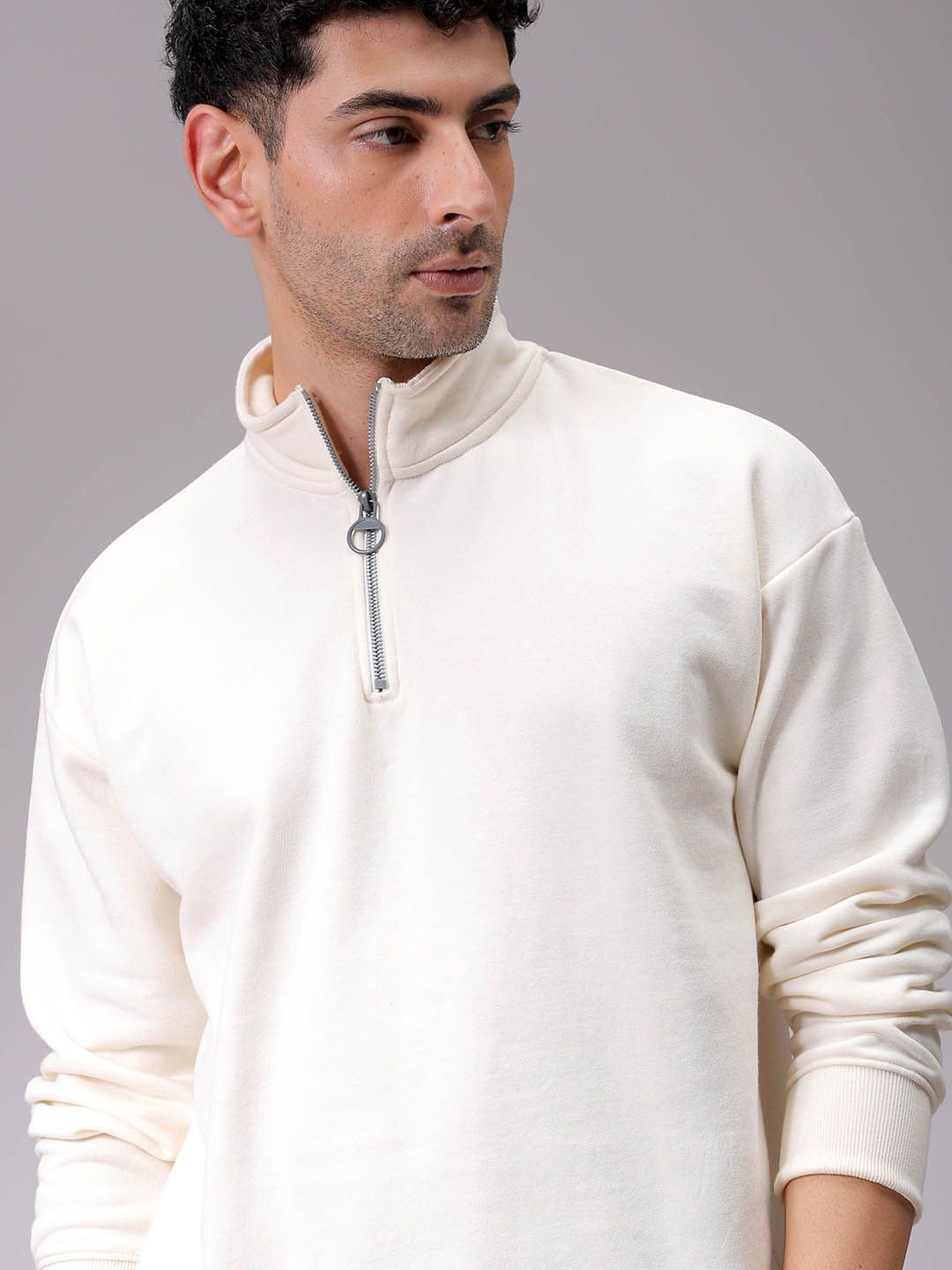 

The Indian Garage Co Men Mock Collar Sweatshirt, White