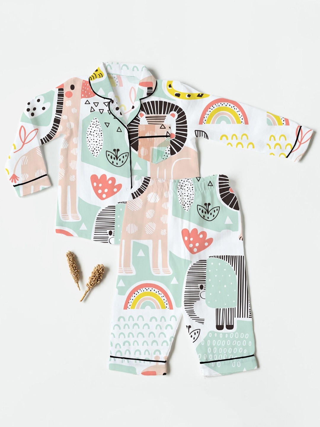 

cocoon care Kids Graphic Printed Night suit, Off white