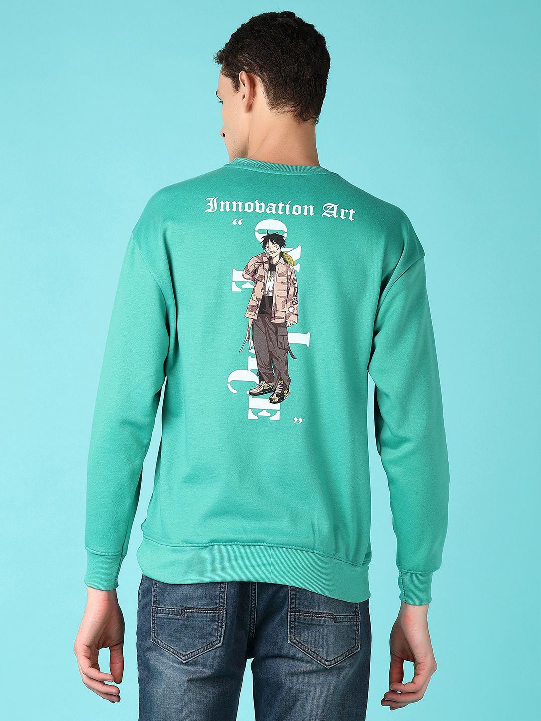 

V-Mart Men Graphic Printed Pullover Sweatshirt, Sea green