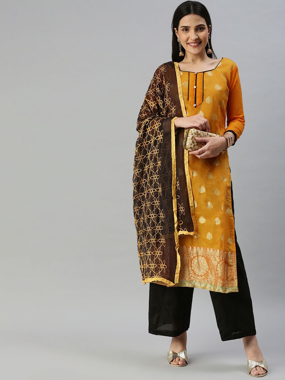 

Maroosh Embroidered Unstitched Dress Material, Yellow