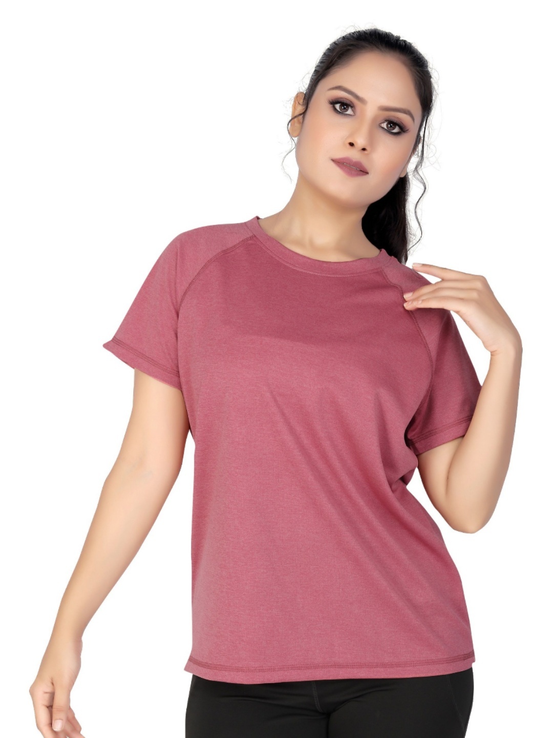 

MYO2 Women Solid Round Neck T-shirt, Pink