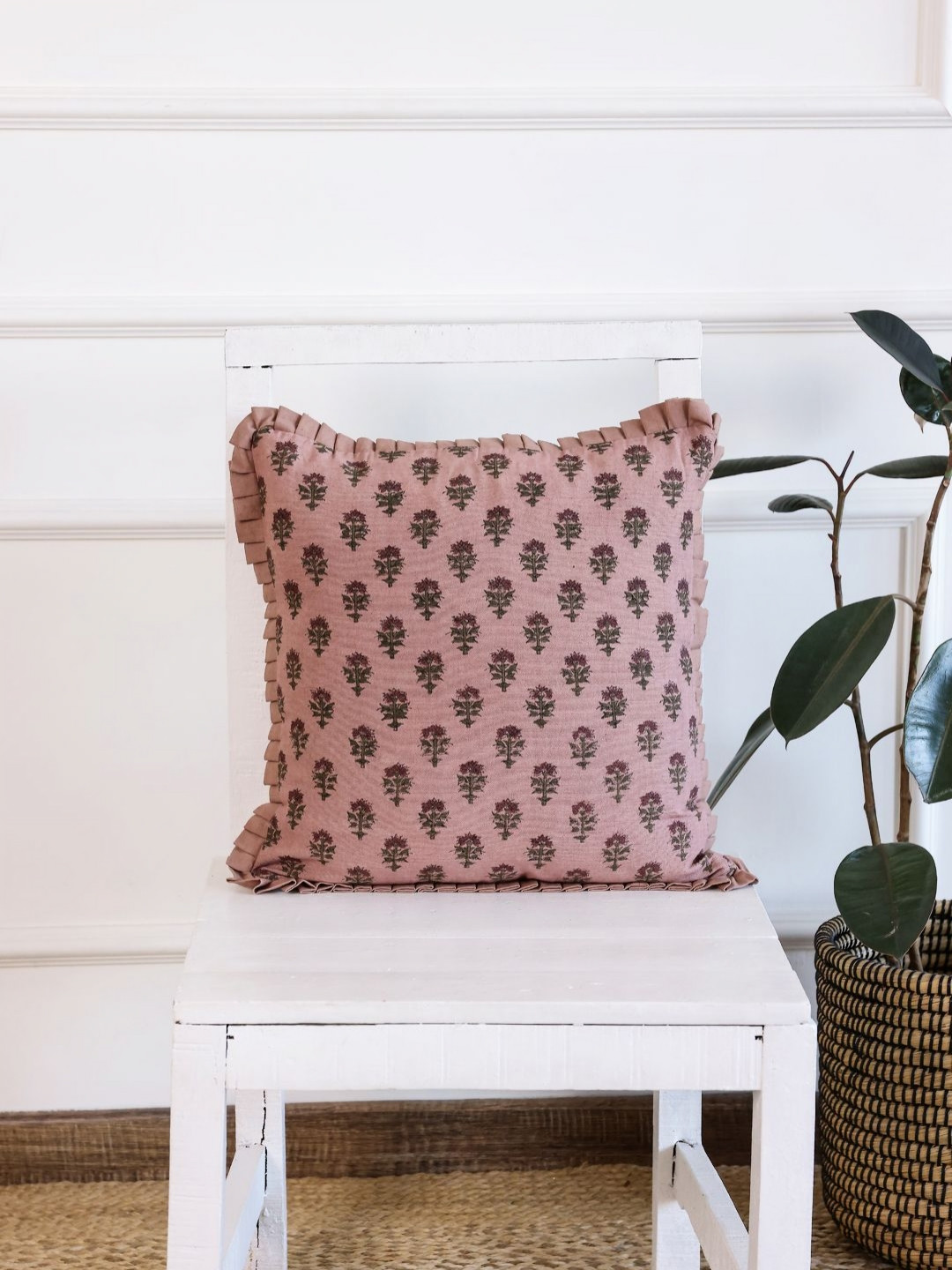 

Aura Pink Floral Square Cushion Covers