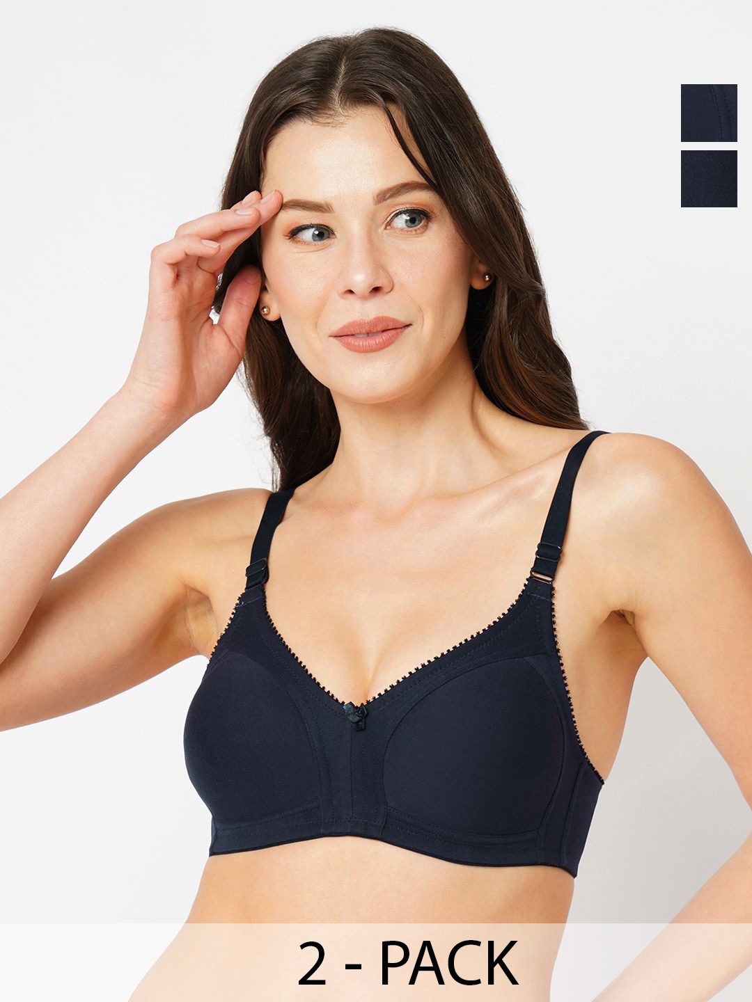 

Libertina Pack of 2 Cotton Full Coverage Non Padded Everyday Bra, Blue