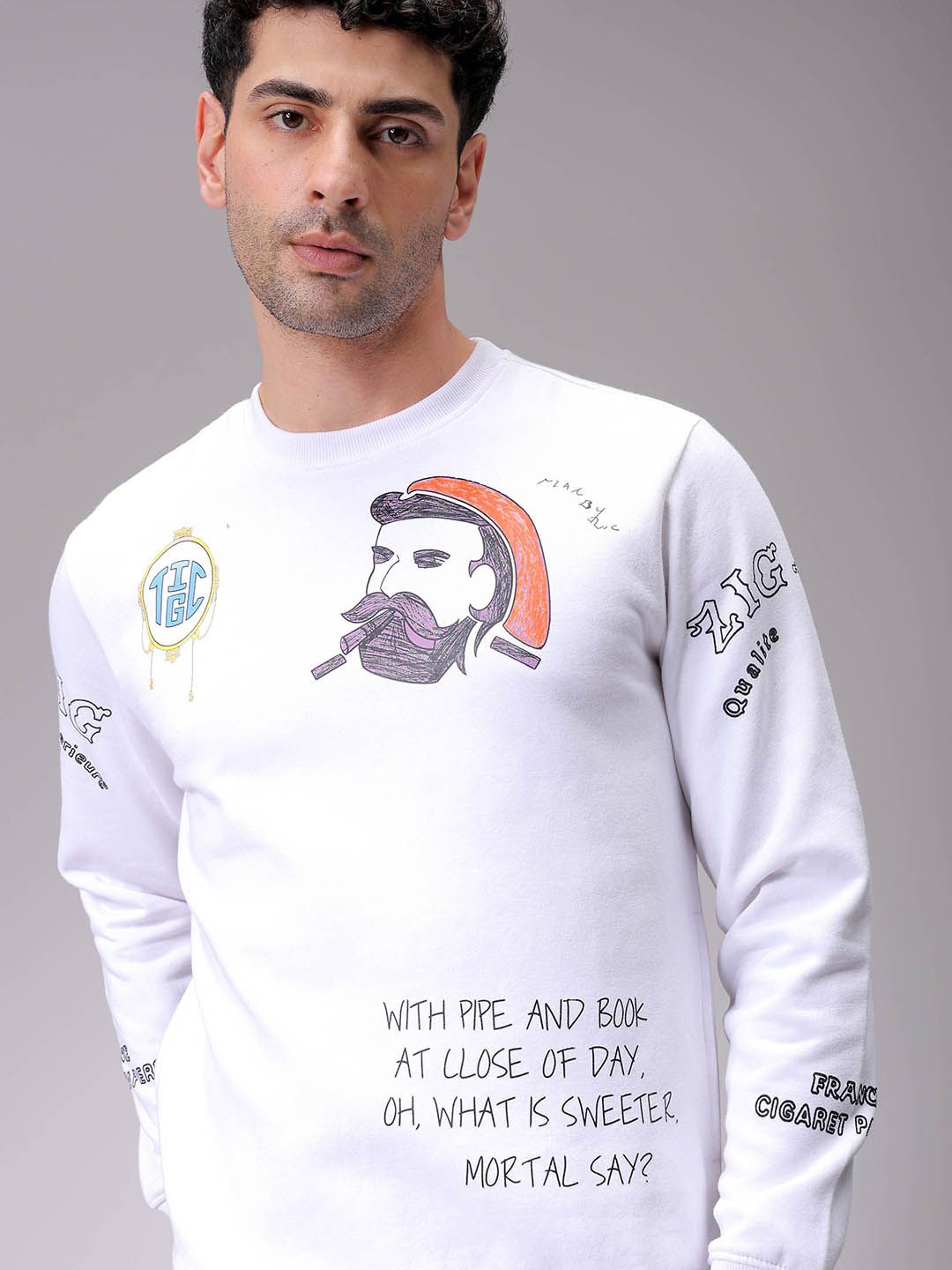 

The Indian Garage Co Men Printed Sweatshirt, White