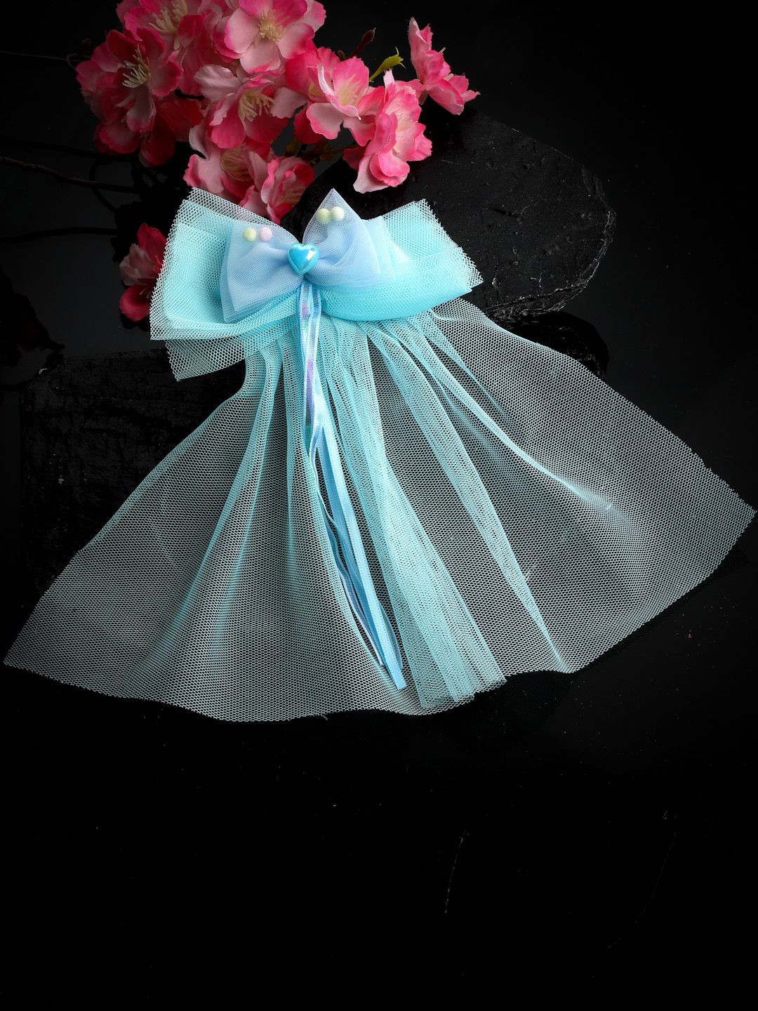 

Stoln Girls Bow Net French Barrette Hair Clip, Blue