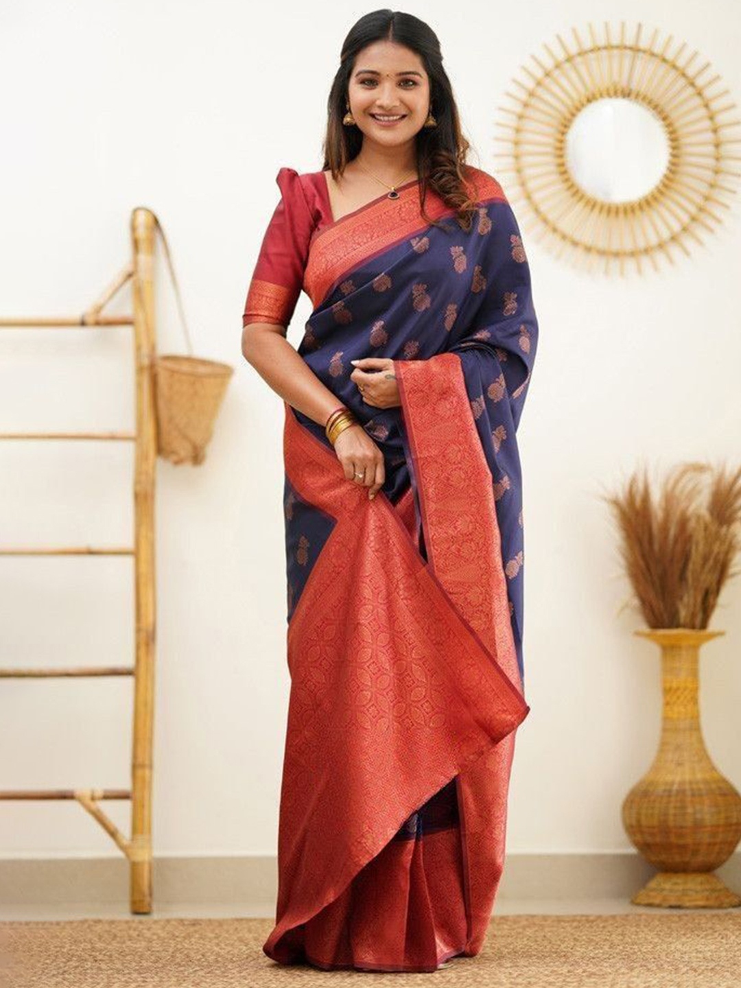 

Visit Wear Woven Design Zari Pure Silk Banarasi Saree, Blue