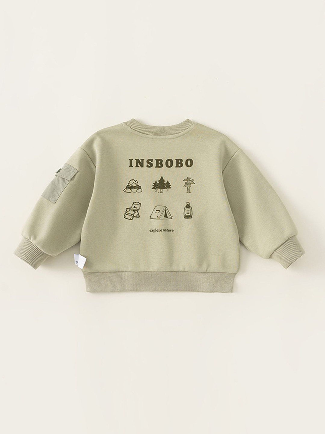 

LULU & SKY Boys Cotton Printed Round Neck Long Sleeves Pullover Sweatshirt, Green