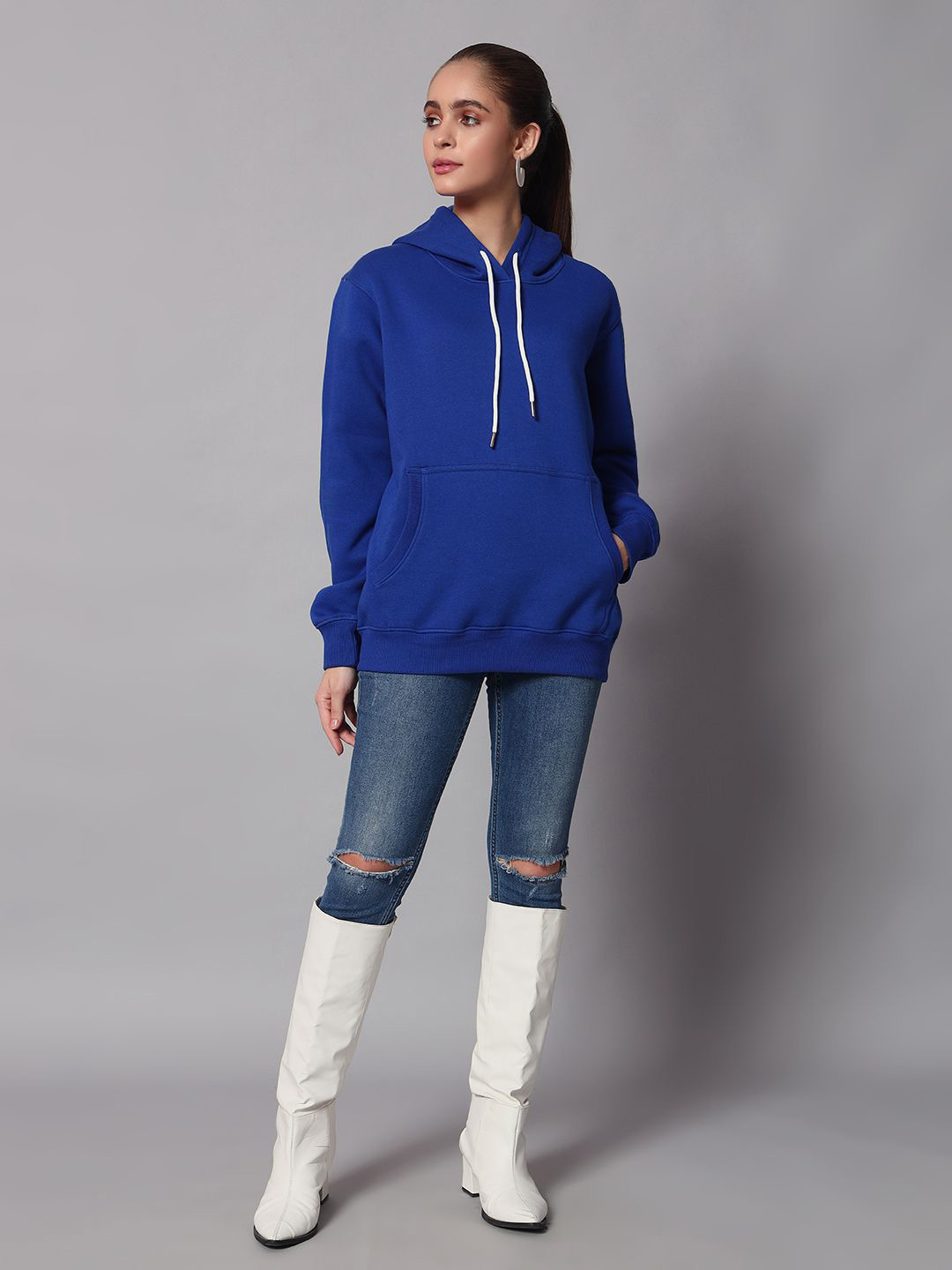 

Obaan Women Hooded Sweatshirt, Blue