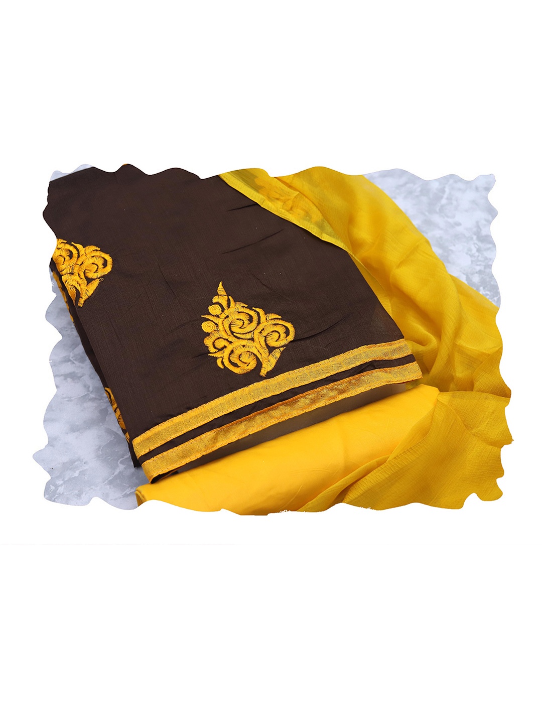 

Maroosh Embroidered Unstitched Dress Material, Brown
