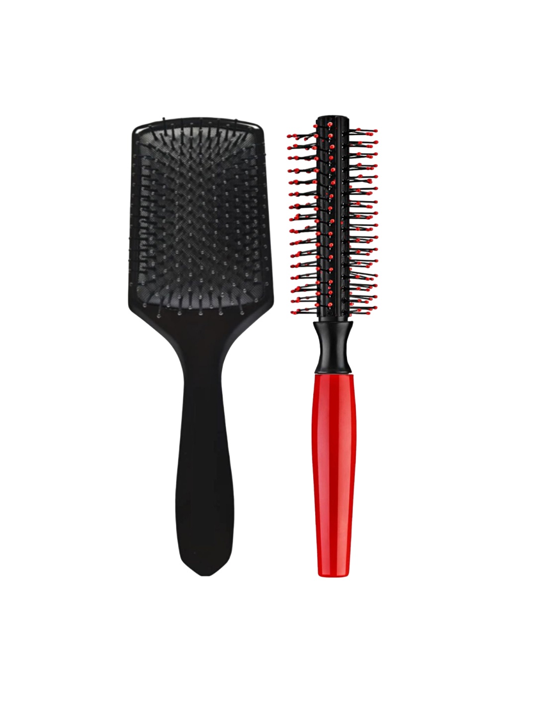 

NANCY AJRAM Set Of 2 Flat Paddle Brush & Round Comb, Black