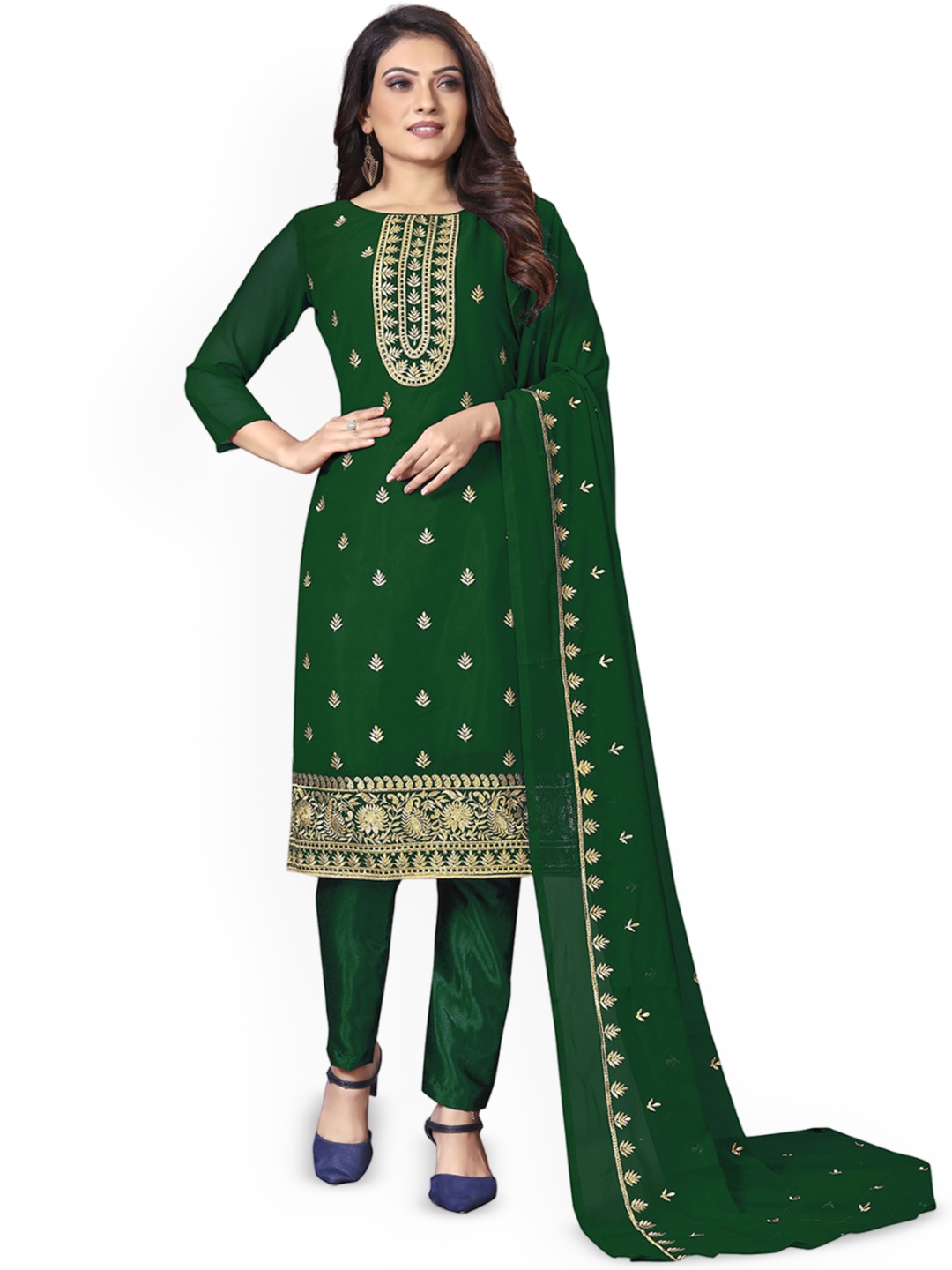 

Maroosh Embroidered Unstitched Dress Material, Green